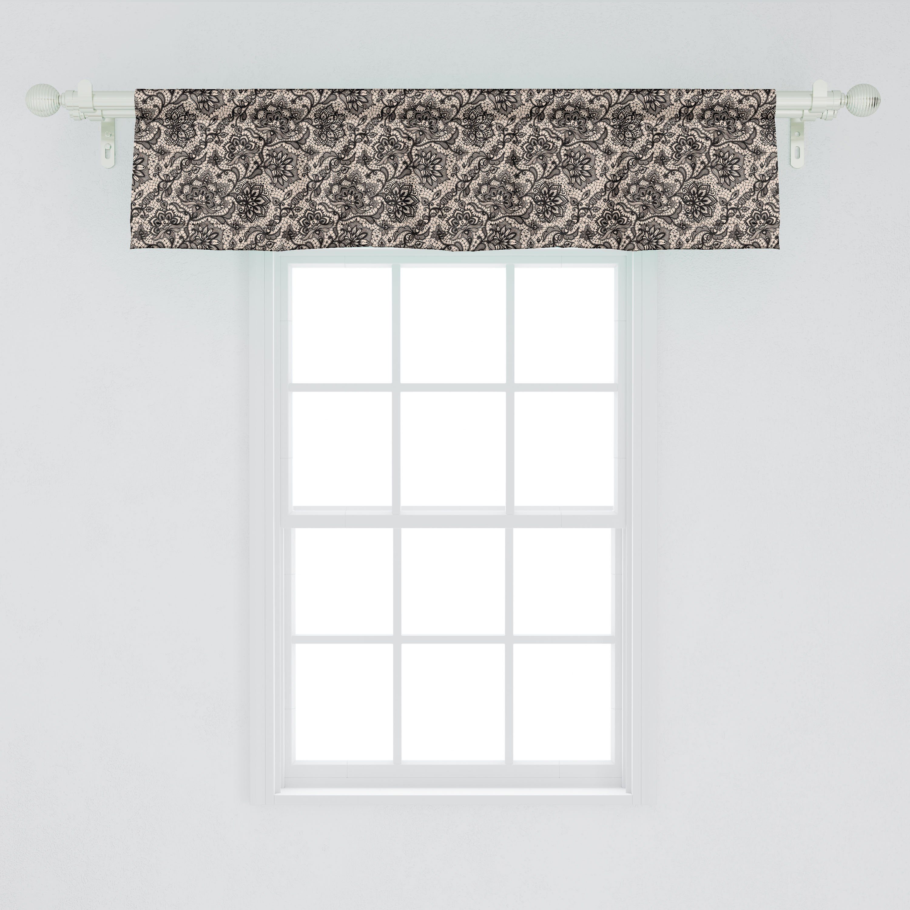 Schlafzimmer gotisch mit Dekor Microfaser, Stangentasche, Scheibengardine Schmetterlinge Blumen Abakuhaus, Küche Vorhang für Volant Spitze
