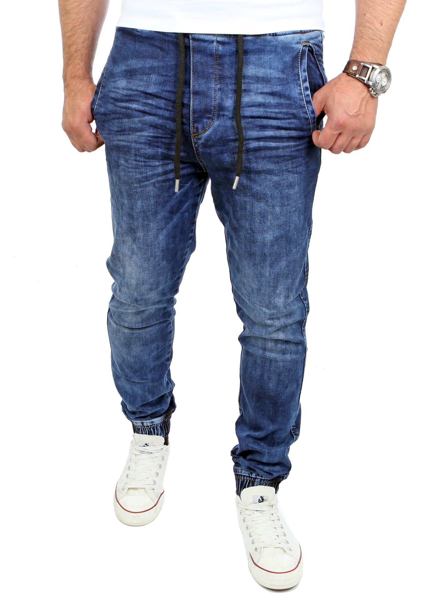 Reslad Stretch-Jeans Reslad Casual Style Jeans-Herren Slim Fit Jogging-Hose RS-2071 Stretch Jogging-Denim Slim Fit blau