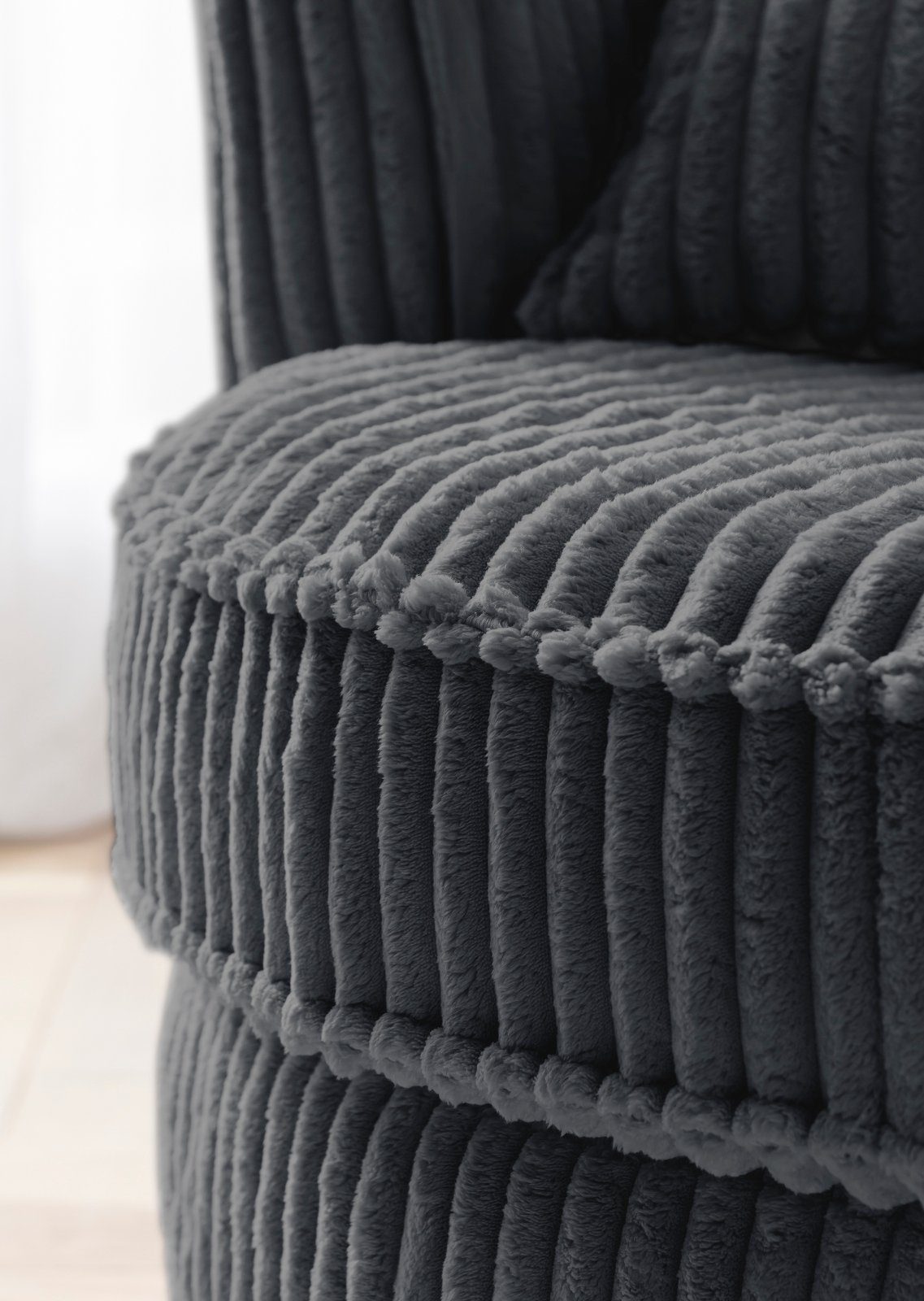 Furn.Design Loveseat Comfy (Love Seat in Mega Cord grau, 120 x 120 cm), 360° drehbar