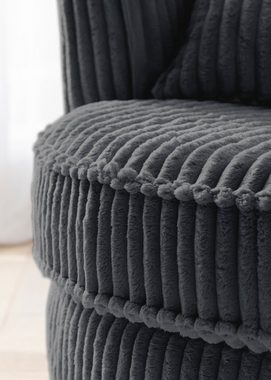 Furn.Design Loveseat Comfy (Love Seat in Mega Cord grau, 120 x 120 cm), 360° drehbar, mit Bonell Federkern