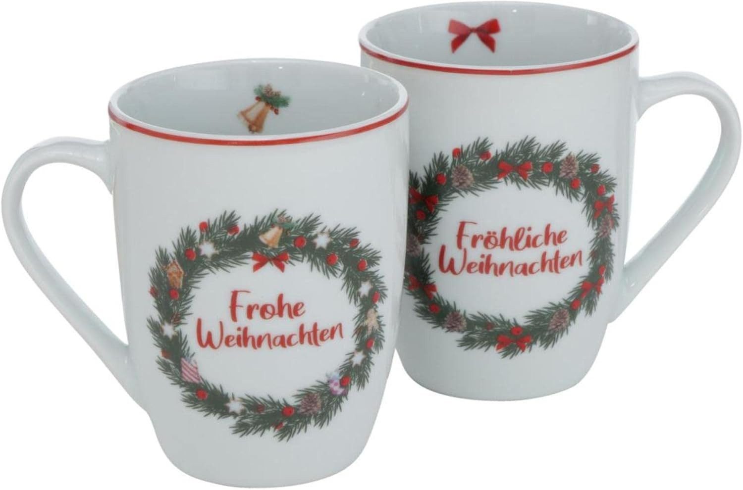 Geschirr-Set 2er Set Weihnachtstassen aus Porzellan Henkelbecher mit Spruch