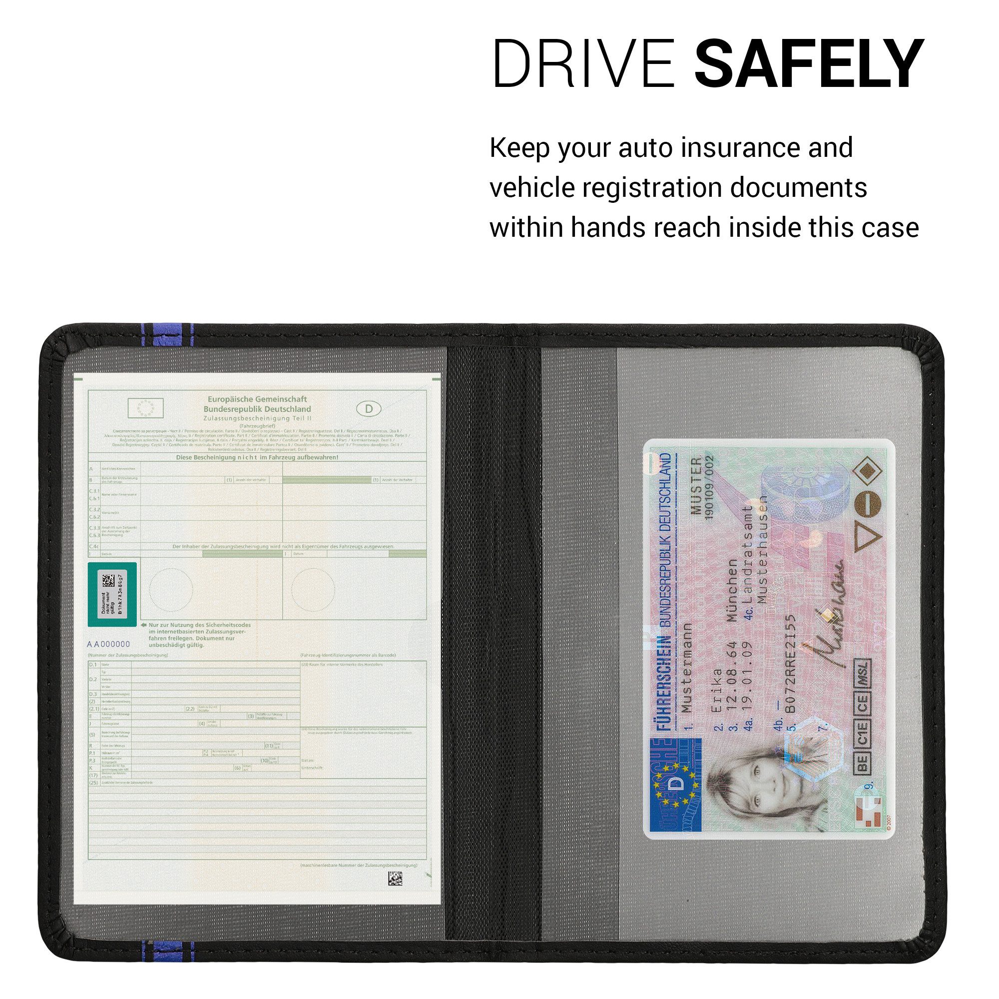 kwmobile Organizer Fahrzeugschein Hülle mit Kartenfächern (1 St), Kunstleder Etui Tasche Zulassungsbescheinigung – Bild 3 von 5