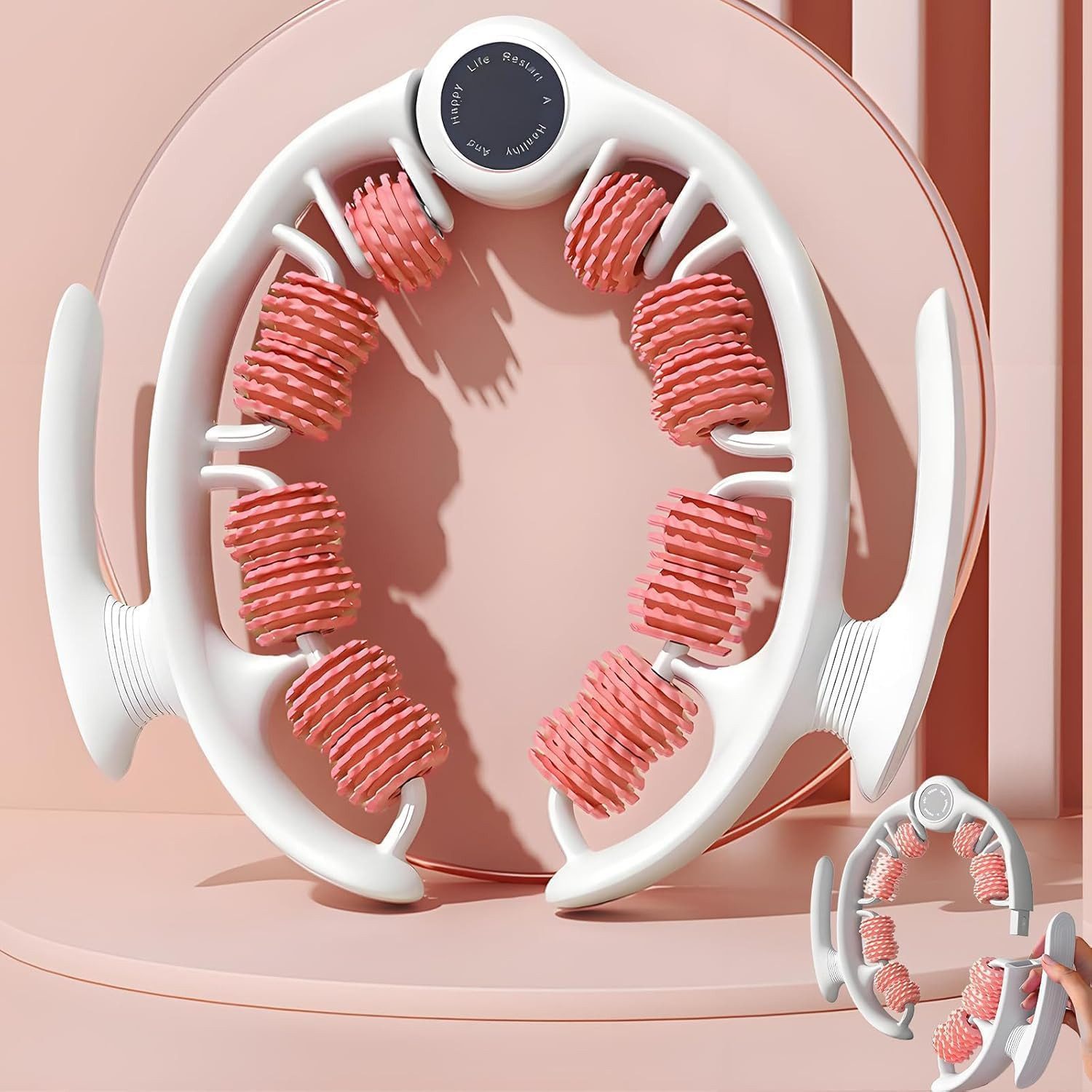 Kikcrrou Massagegerät Cellulite Massagegerät Massageroller manuell abnehmbar, Manuelles Massagegerät mit Rollen für Ganzkörperanwendung, 1-teiliges manuelles Massagegerät für Ganzkörperanwendung, 180° verstellbar abnehmbare Griffe manuelle Tiefenmassage
