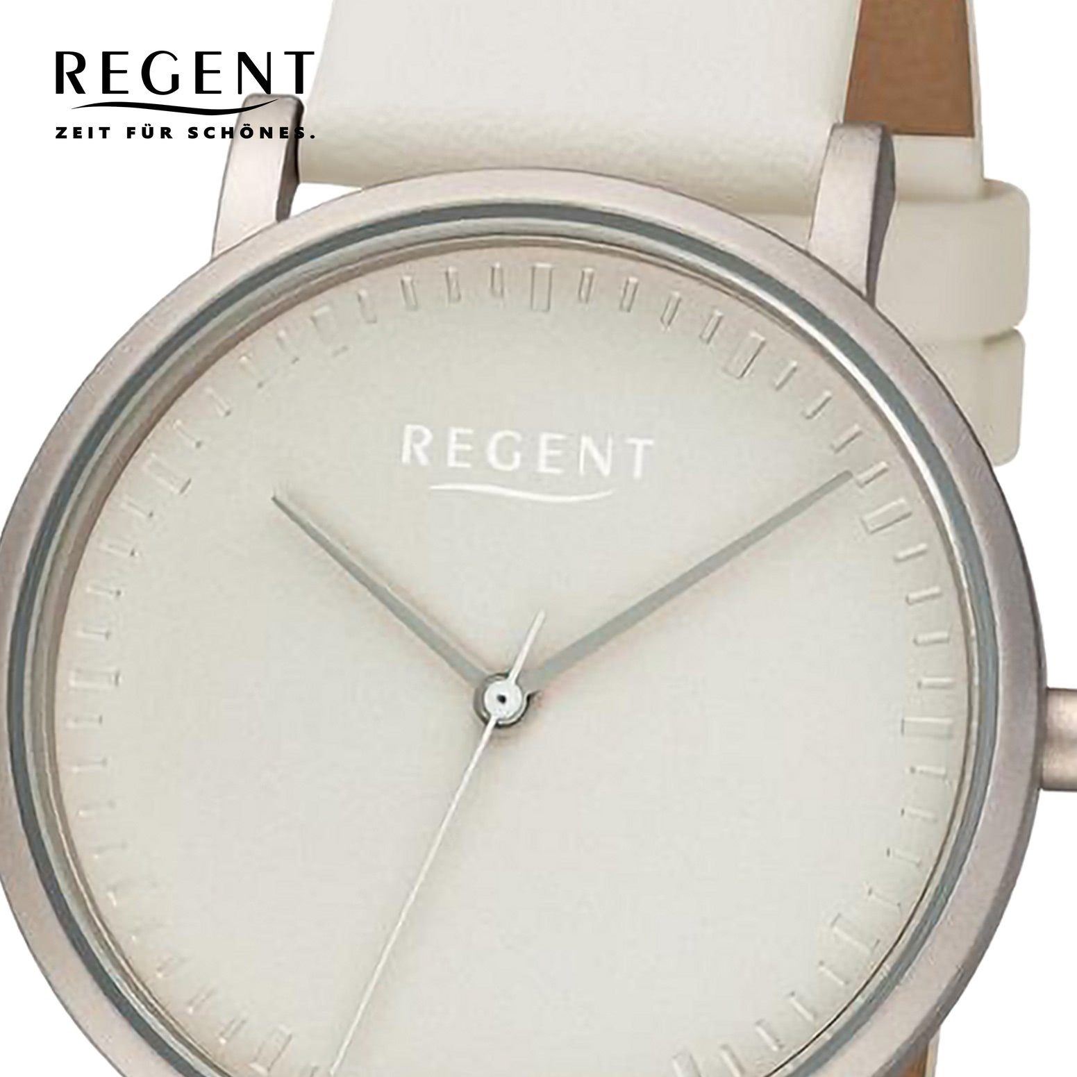 Regent Quarzuhr Regent groß Analog, 36mm), Armbanduhr extra Damen rund, Lederarmband Armbanduhr Damen (ca