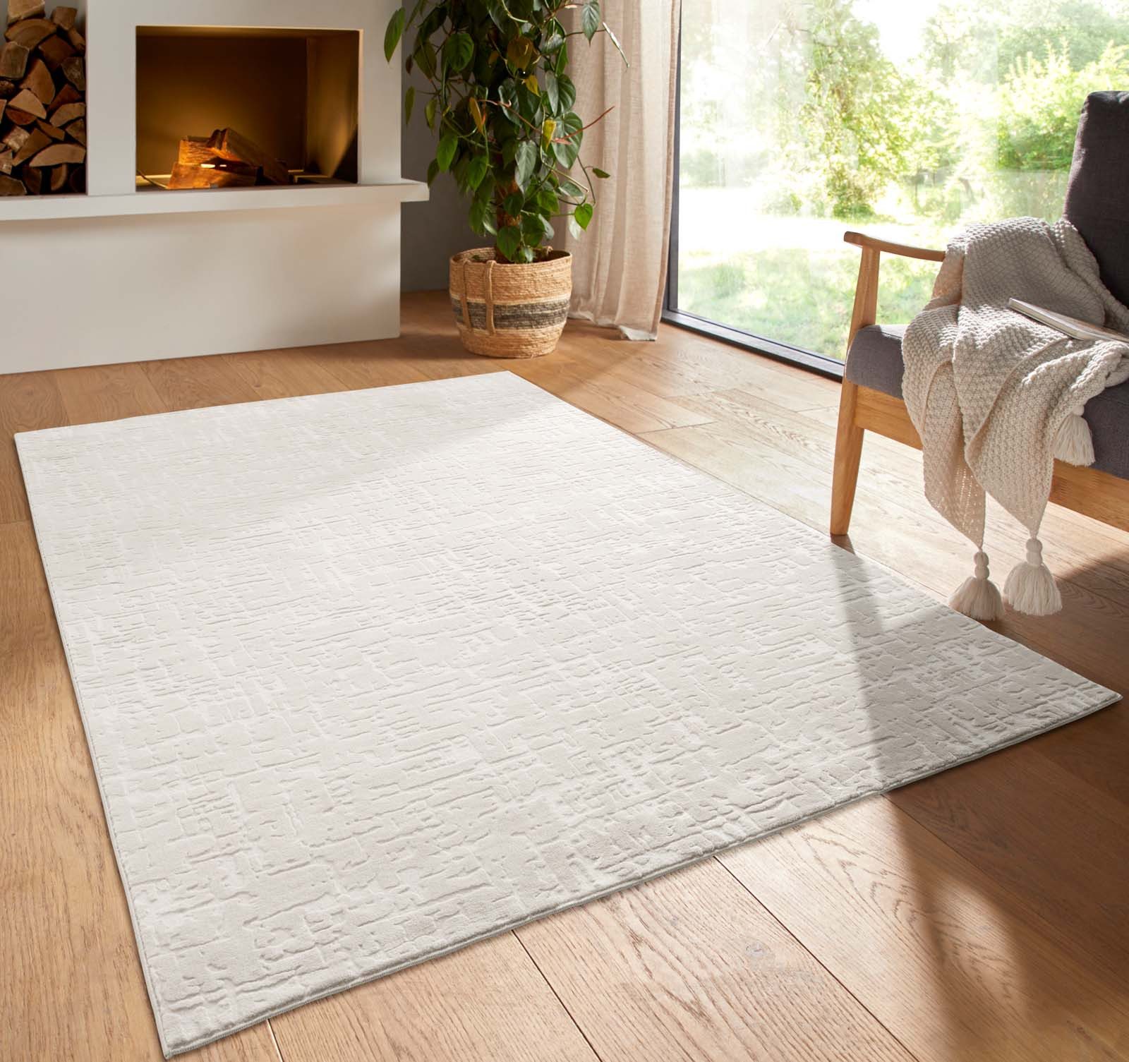 TaraCarpet Teppich TaraCarpet Homestyle 399 Vintage, rechteckig, Höhe: 10 mm, Vintage hoch-tief weich waschbar creme 50x80