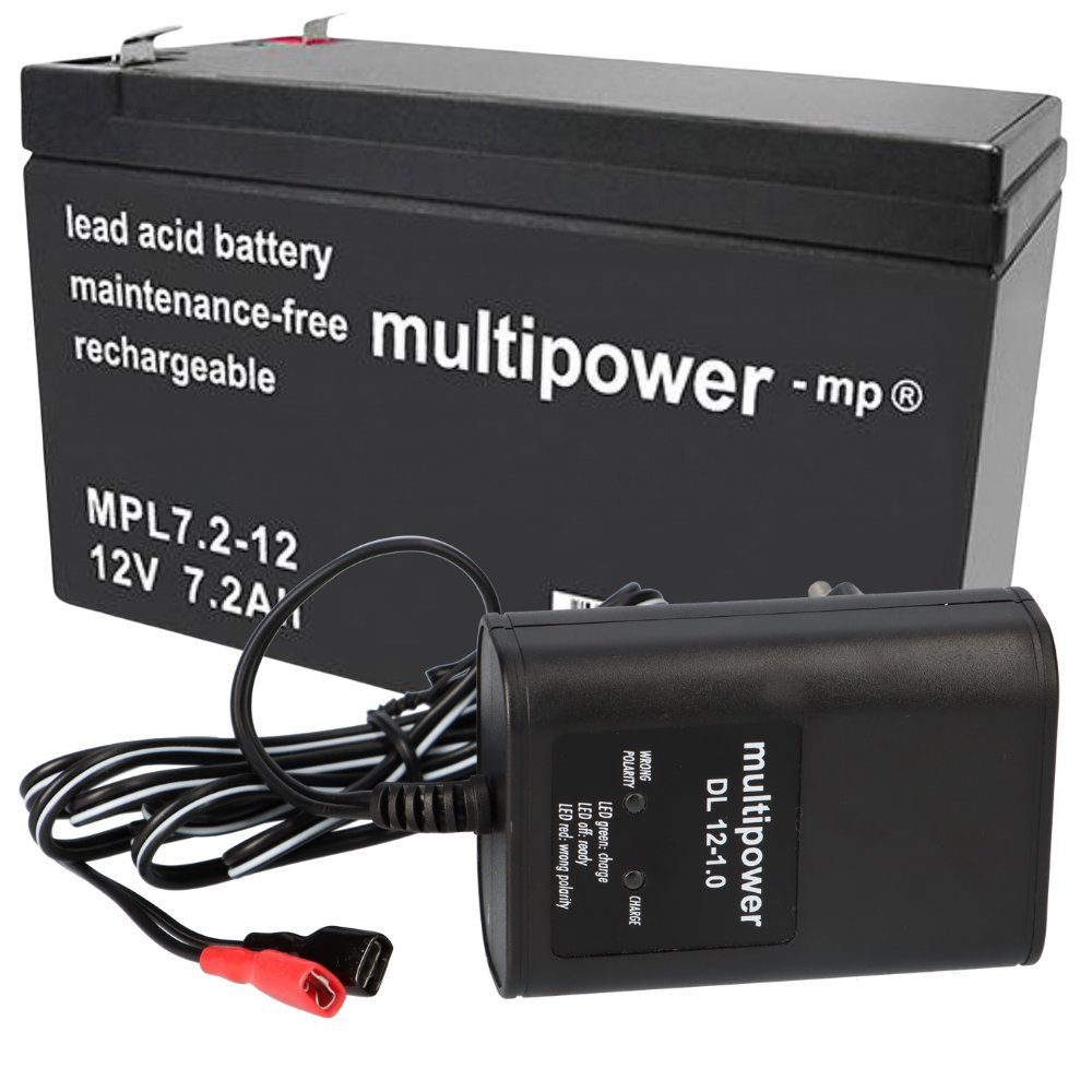 Multipower Multipower Blei-Akku MPL7,2-12 12V 7,2Ah + Ladegerät Bleiakkus