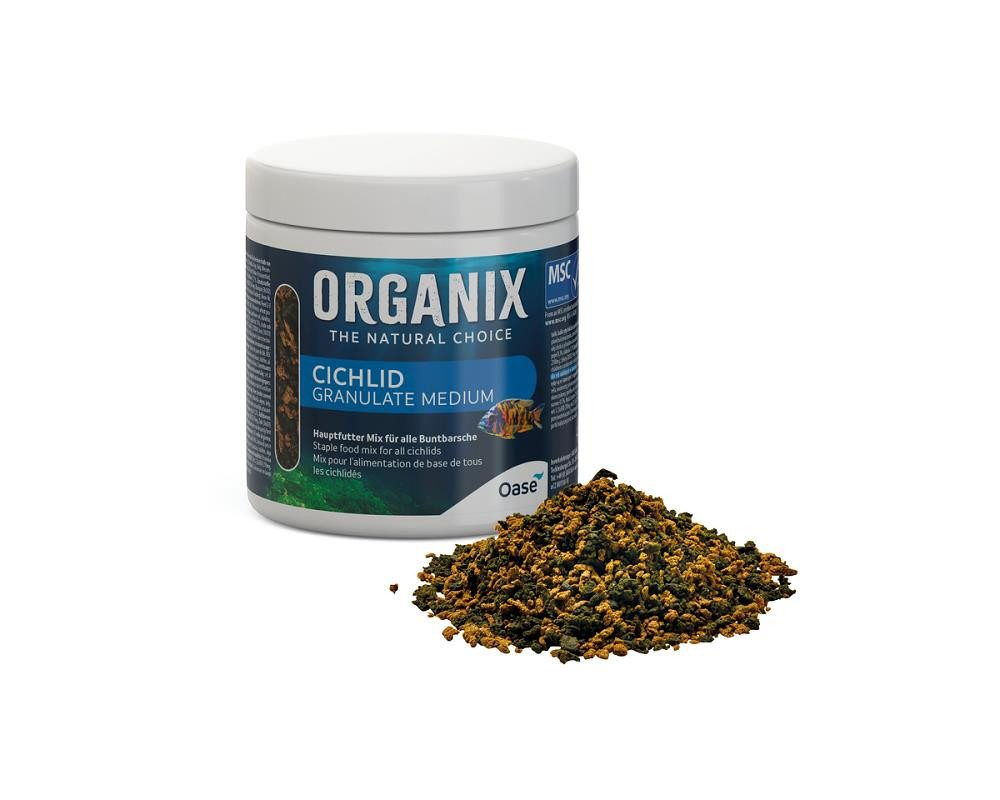 OASE Fisch-Futterspender Oase ORGANIX Cichlid Granulatfutter Größe M 250 ml- tägliche Fütterung