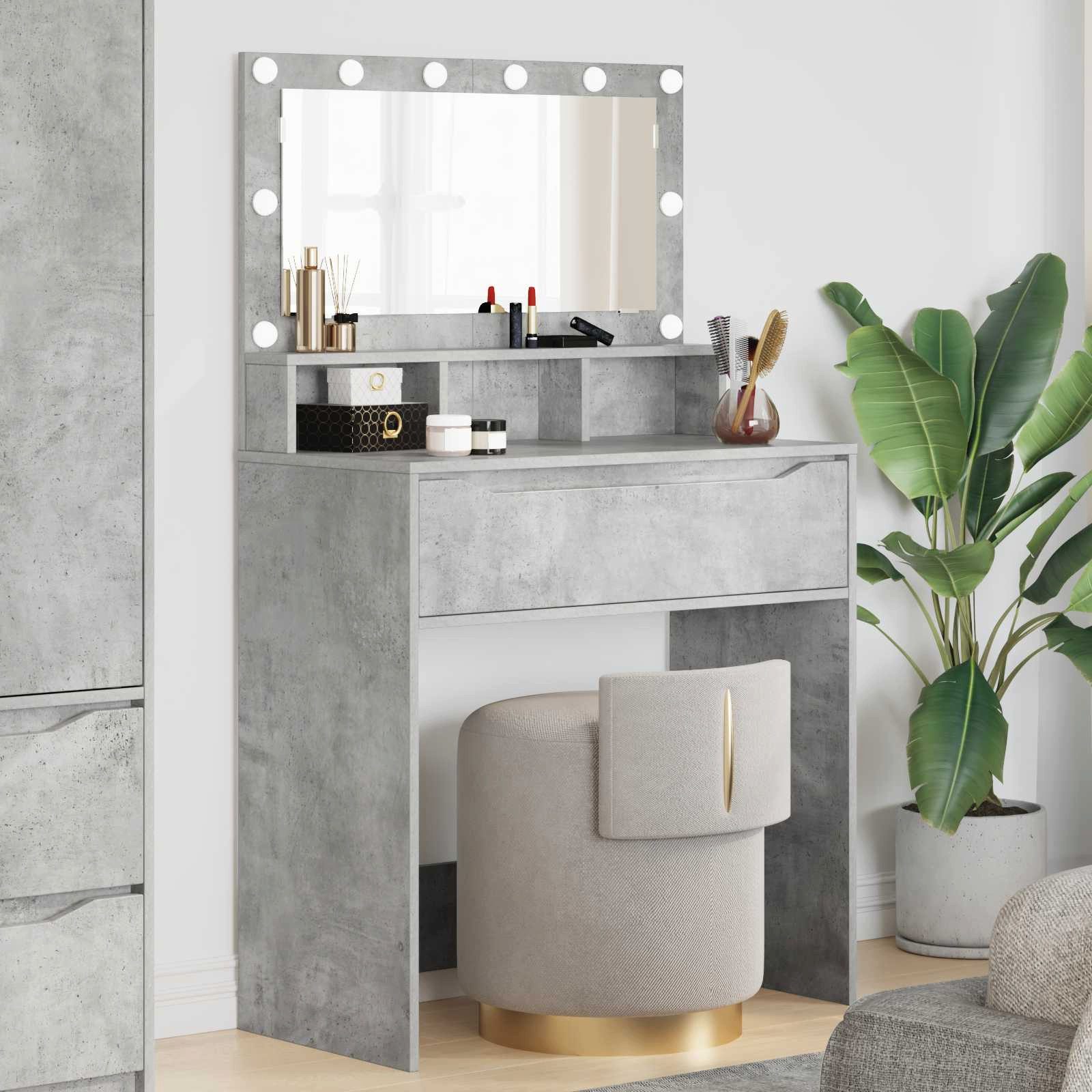 vidaXL Schminktisch Schlafzimmer-Frisiertische Beton Grau 80 x 39,6 x 135 cm (1-St)