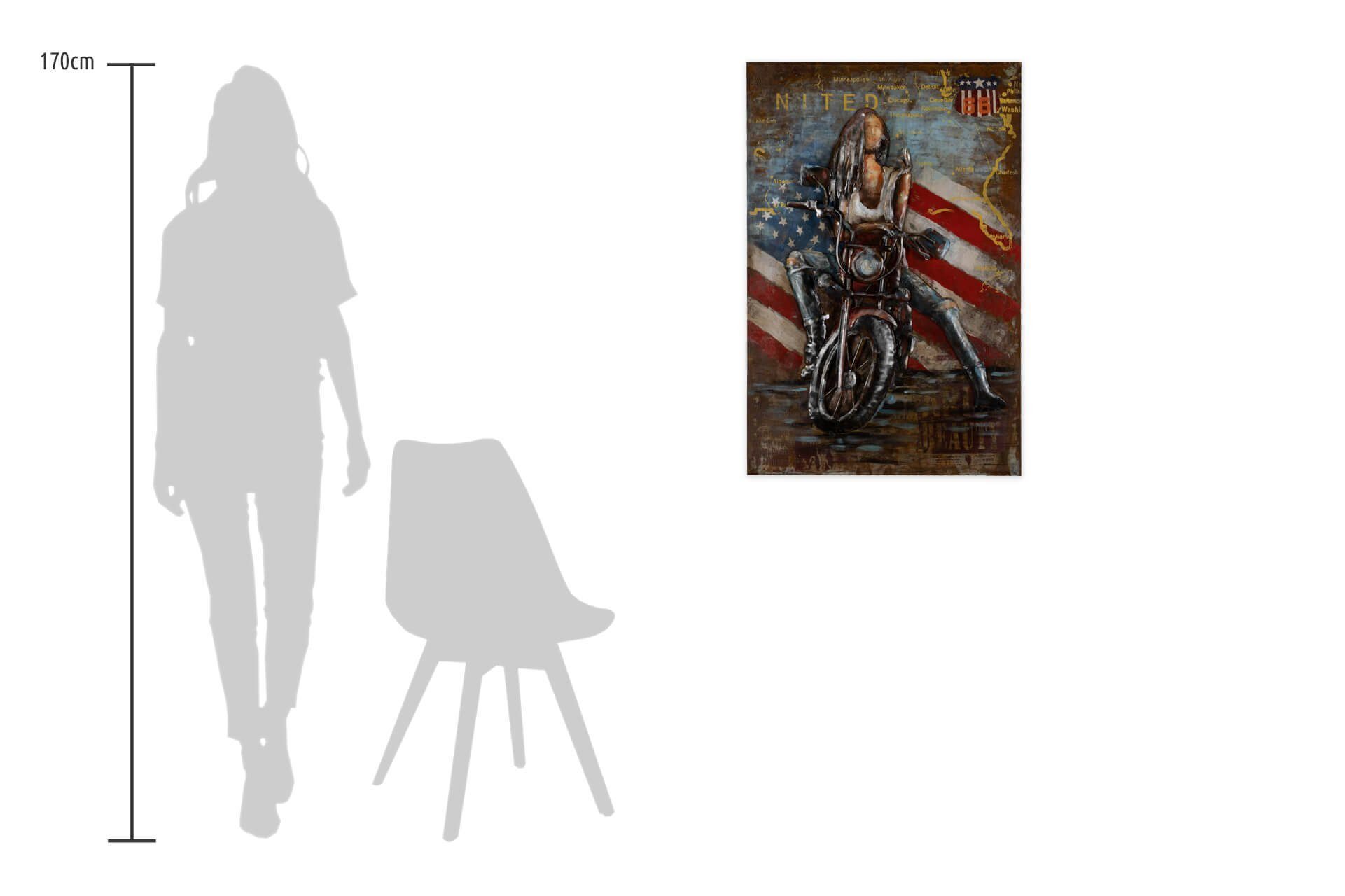 handgefertiges 60x90 cm, KUNSTLOFT Metallbild American Wandrelief 3D Girl