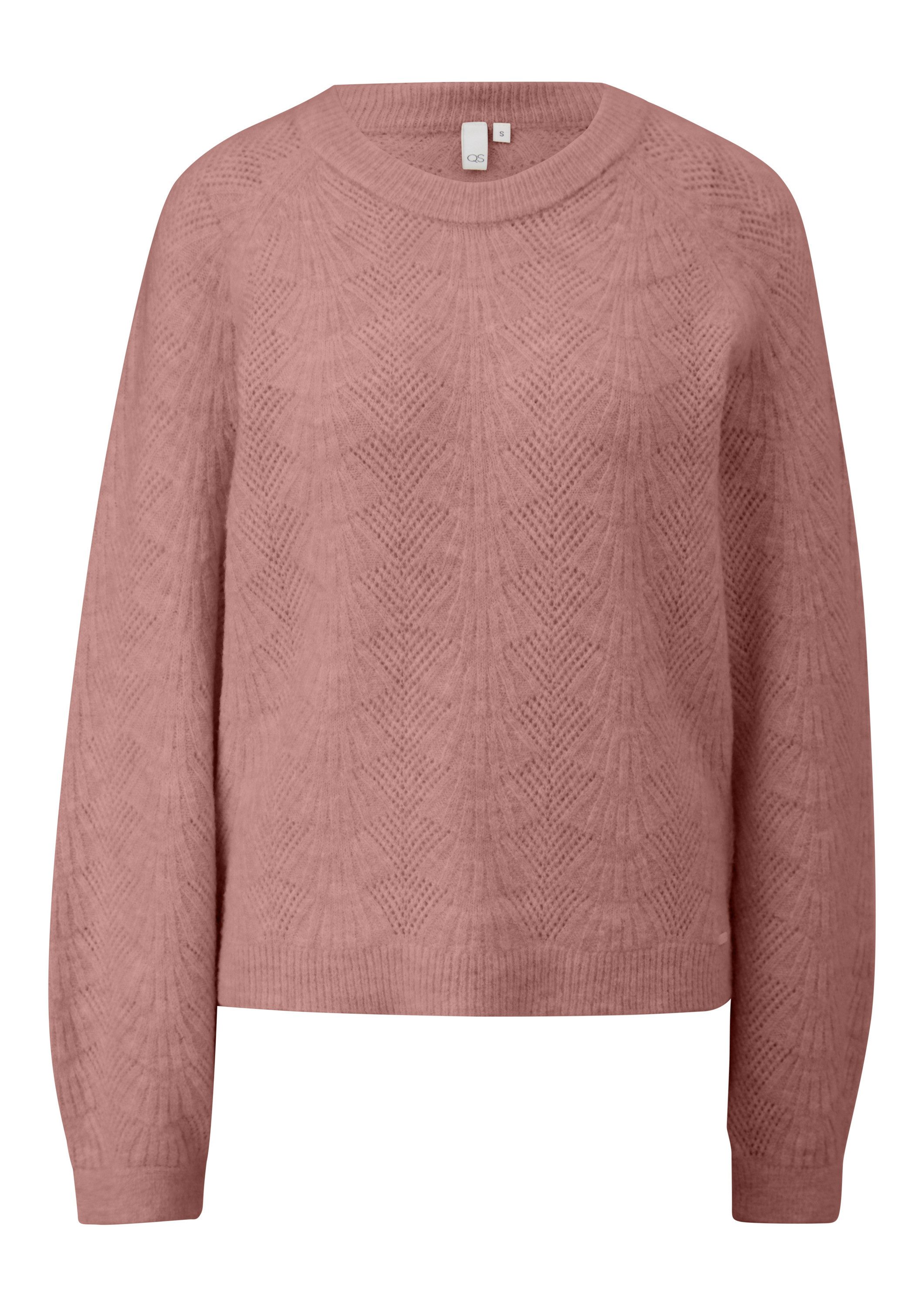 QS Longpullover Strickpullover Weicher Pullover mit Ajourmuster günstig online kaufen