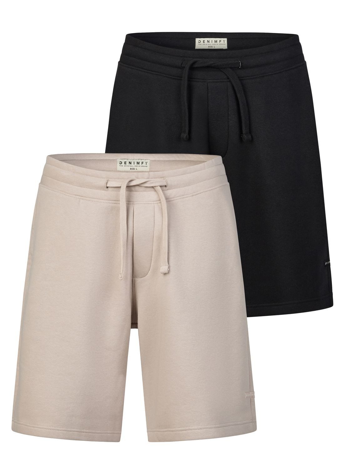 DENIMFY Sweatshorts Herren Sportshorts DFPablo 2er Pack Regular Fit Bermudashort mit Kordelzug