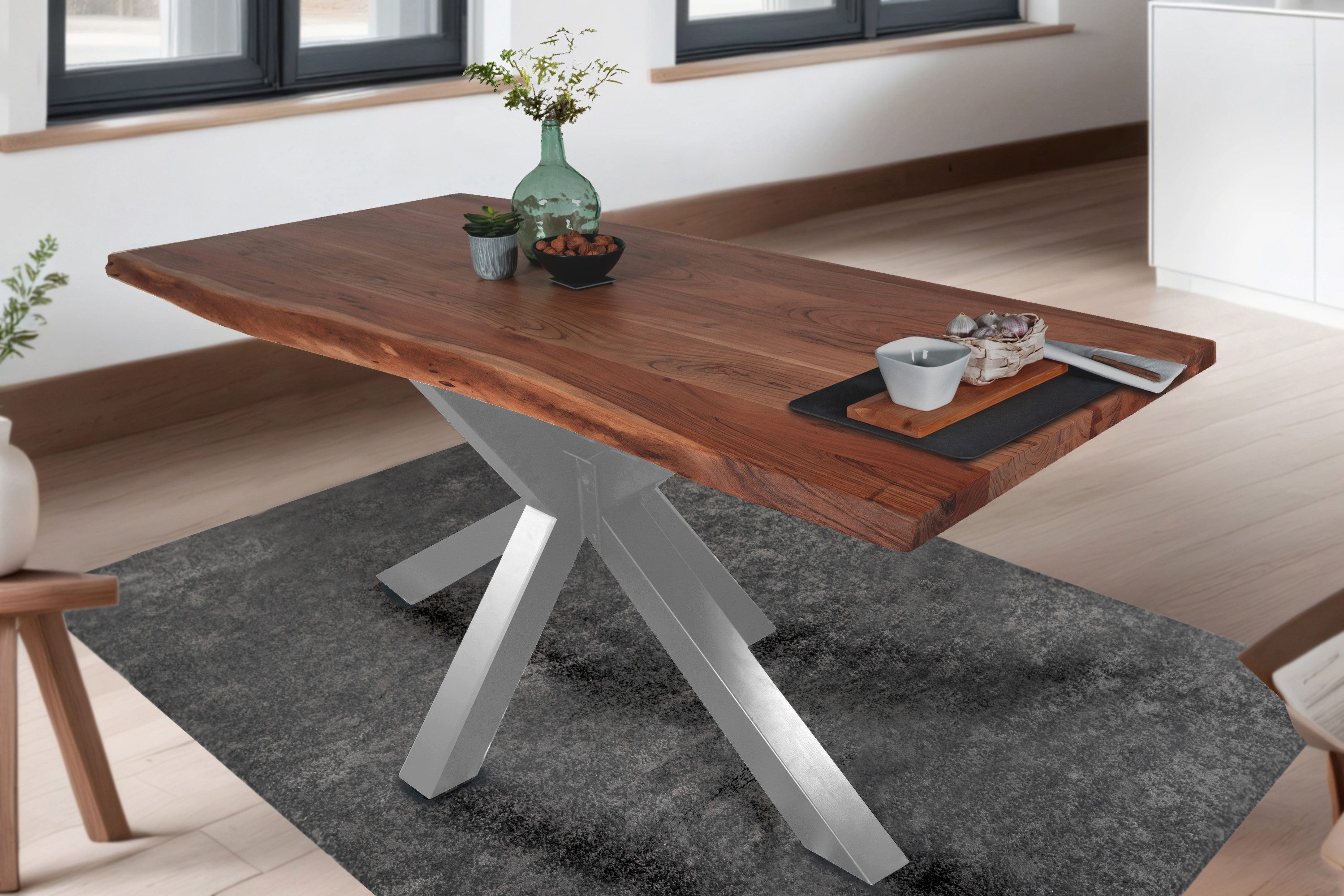 Loreno® Baumkantentisch Tim, massives Akazienholz, natürliche günstig online kaufen