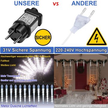 Sunicol LED-Lichtervorhang Draußen LED Eiszapfen Lichterkette, Eis-Piton-Anhänger, 8 Modi, wasserdicht, für Weihnachten und Party Dekoration