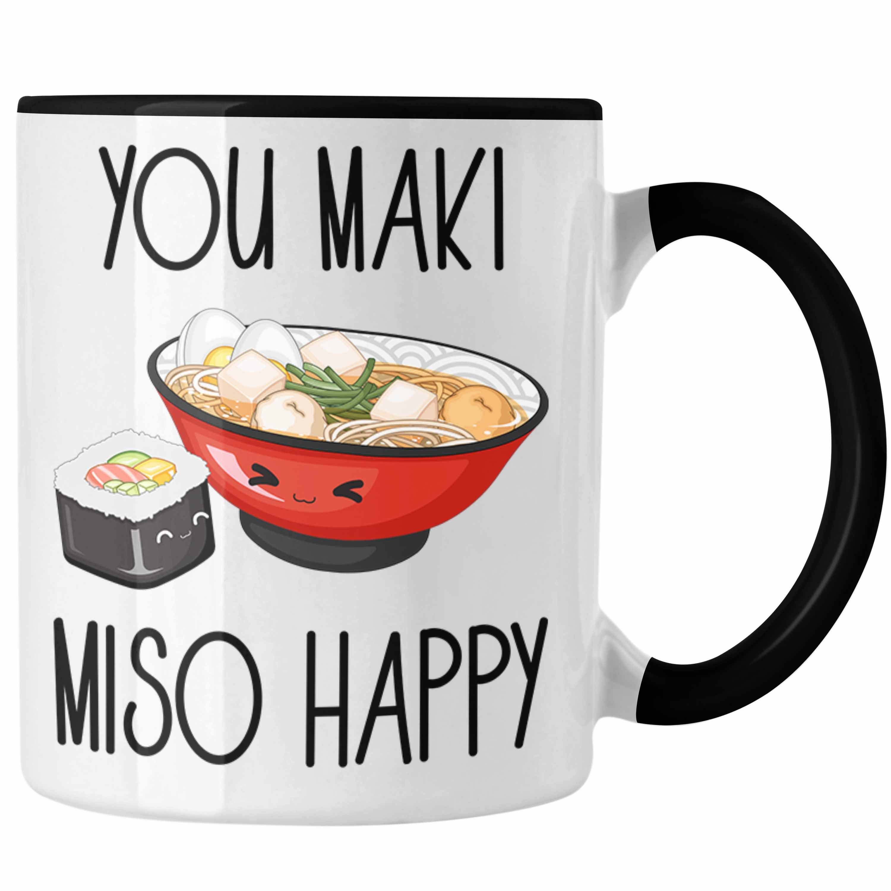 Trendation Tasse Sushi Liebhaber Tasse Geschenk You Maki Miso Happy Japan Sushiliebhab Schwarz