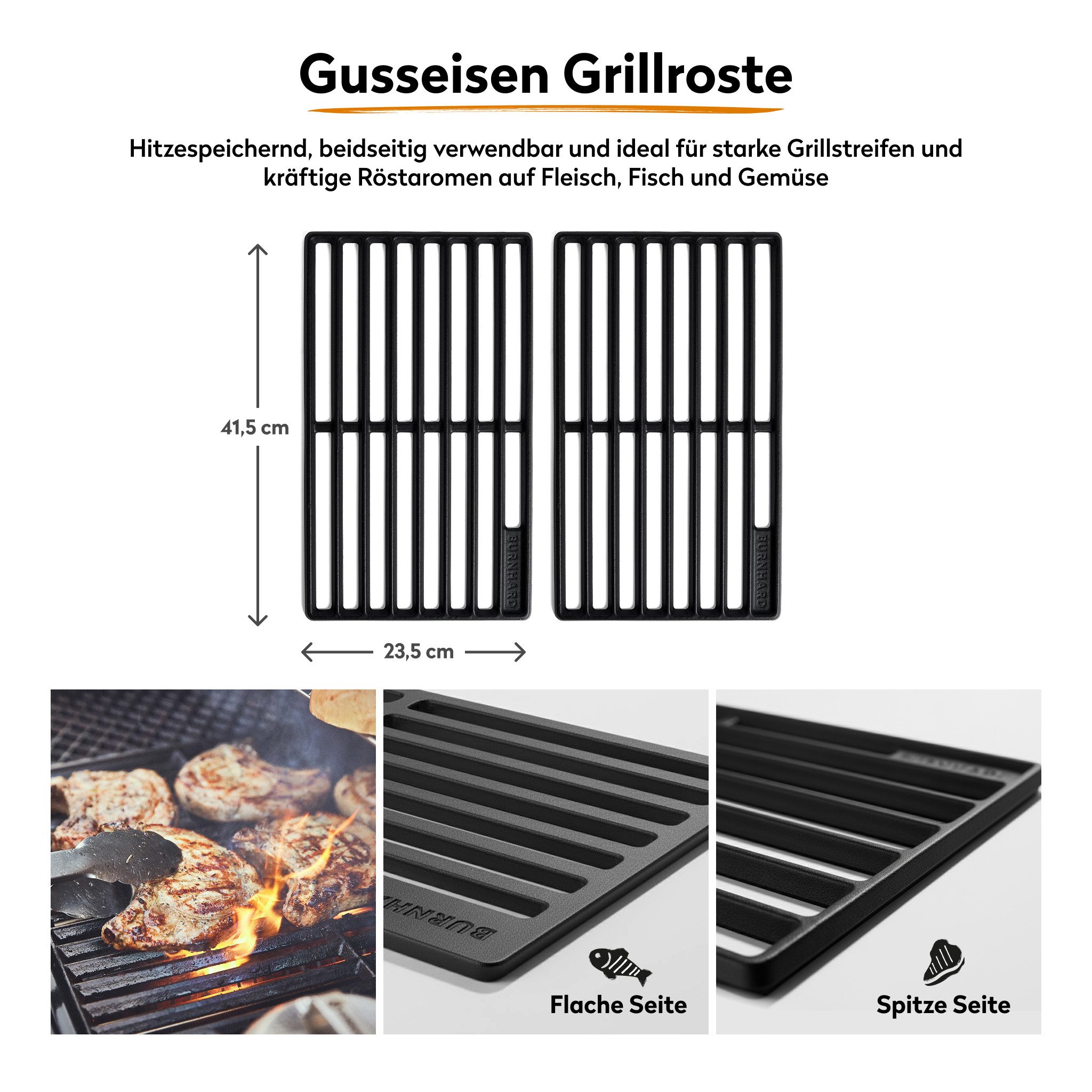 BURNHARD® Gasgrill 2-Brenner 900°C Infrarot-Keramikbrenner, Gusseisen-Grillrost, klappbare Seitentische, Grillabdeckung – FRED Jr. Deluxe – Series 3, Series 3