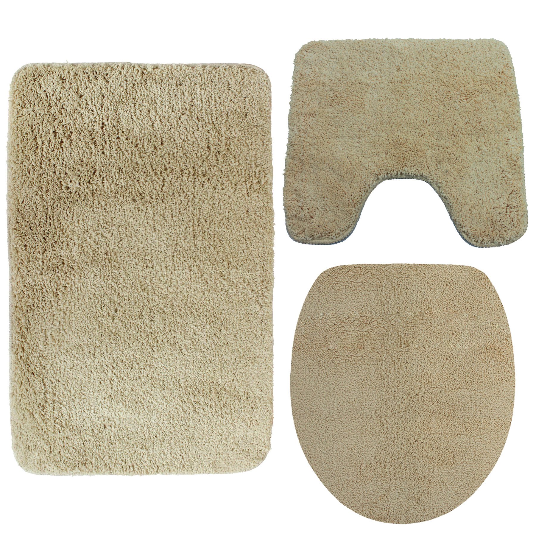 NYVI Badematte Badematten Set 3 teilig NYVISpa Lasalle Badezimmerteppich Set, Höhe 20 mm, Polyester, Badematte 50x80 + WC Vorleger mit Ausschnitt 45x50 + WC Deckelbezug