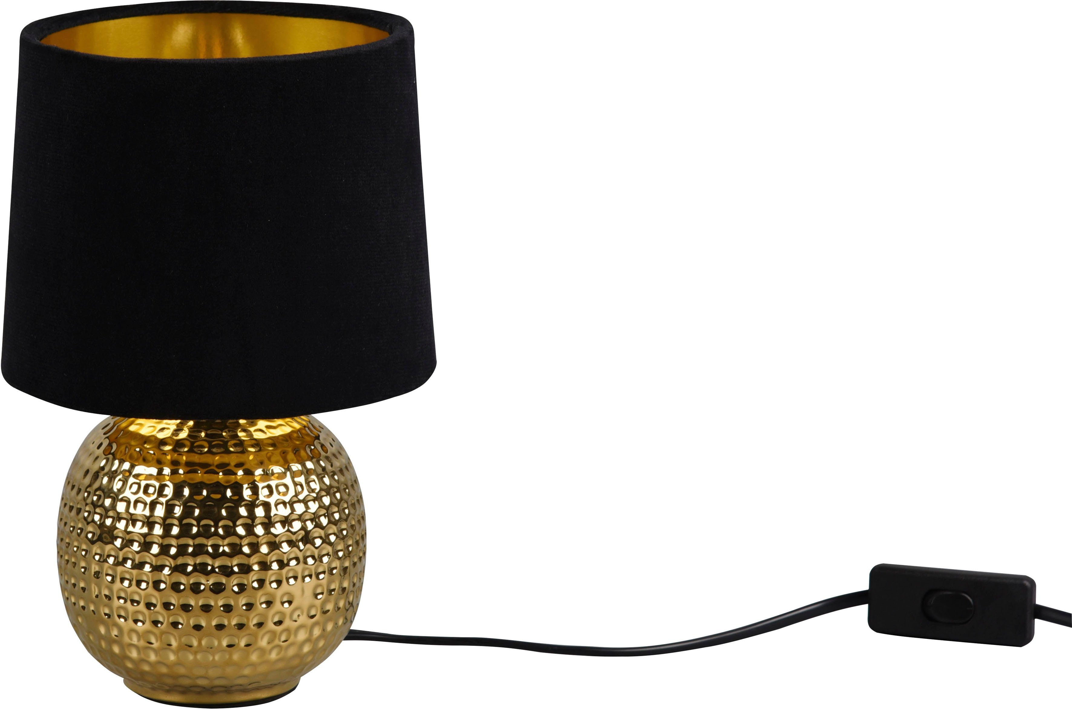 gold Schreibtischlampe Fuß Leuchten mit ohne Nachttischlampe, TRIO Keramik schwarz Sophia, Leuchtmittel, Samtschirm