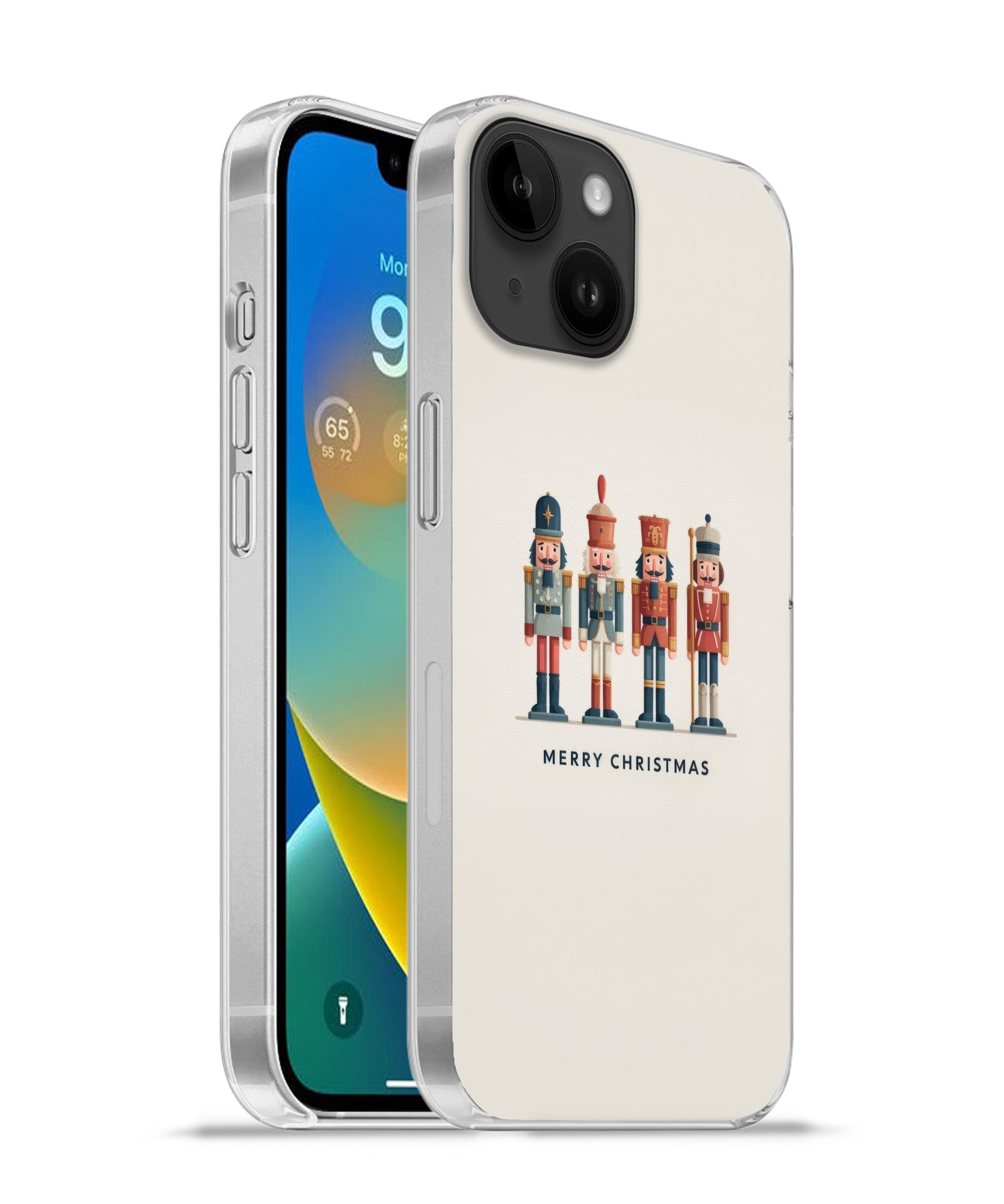 MuchoWow Handyhülle für Apple iPhone 14 Nussknacker - Minimalistisch - Weihnachten - Beige, Smartphone-Bumper, Print, Handy Schutzhülle Dünn