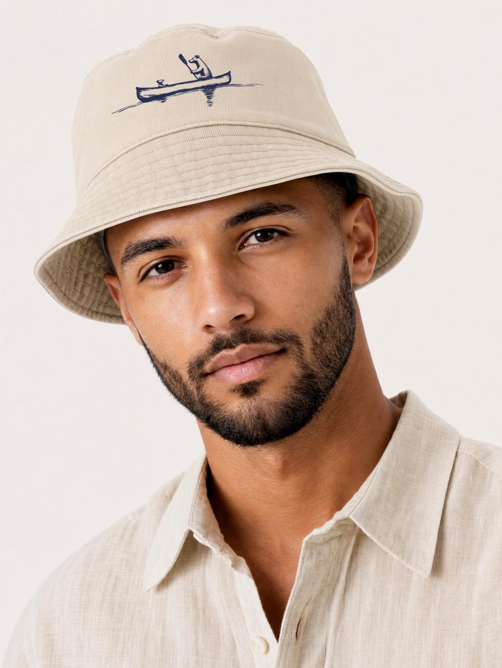 Neverless Fischerhut Anglerhut mit Print Bär Kanu Bucket Hat Baumwolle Neverless® – Bild 2 von 5