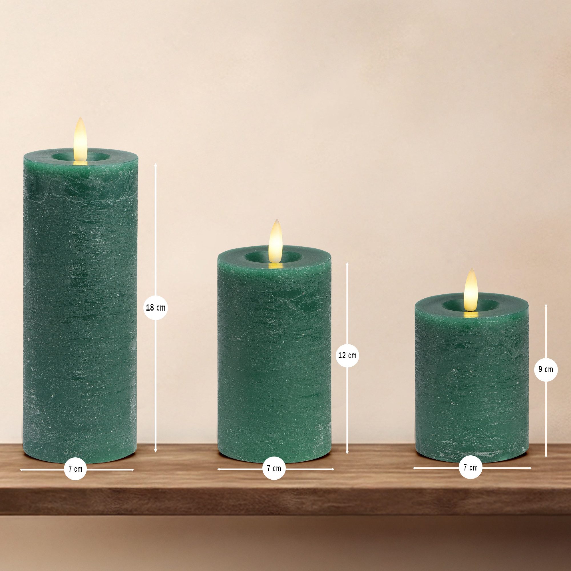 matches21 HOME & HOBBY LED-Kerze LED Stumpenkerzen 3er Wachs, Flackernde Fl günstig online kaufen