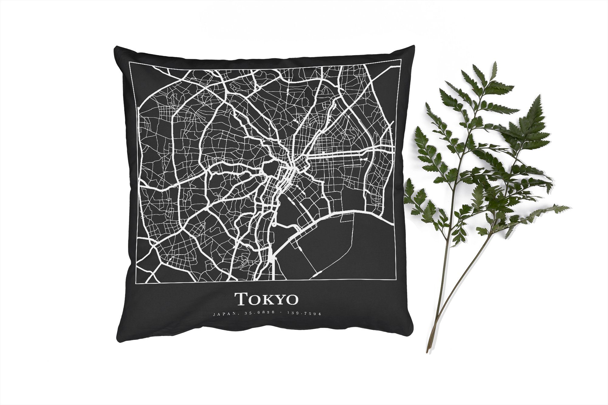 Füllung Tokio für - Karte Dekokissen Schlafzimmer, - mit Sofakissen Deko, Stadtplan Zierkissen MuchoWow - Tokio, Wohzimmer,
