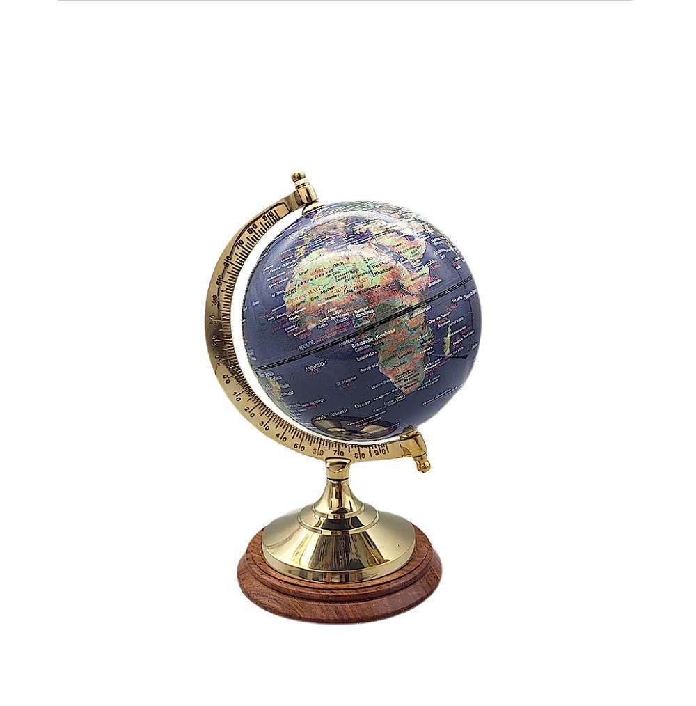 Edelholz cm, Globus, Tischglobus 22 auf Messingstand physischer physischer Globus einem Erdglobus, Sockel Linoows mit Dekoobjekt