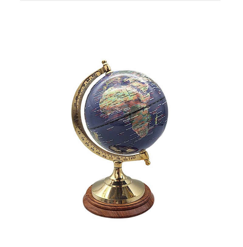 Linoows Dekoobjekt Globus, Erdglobus, physischer Tischglobus 22 cm, physischer Globus mit Messingstand auf einem Edelholz Sockel