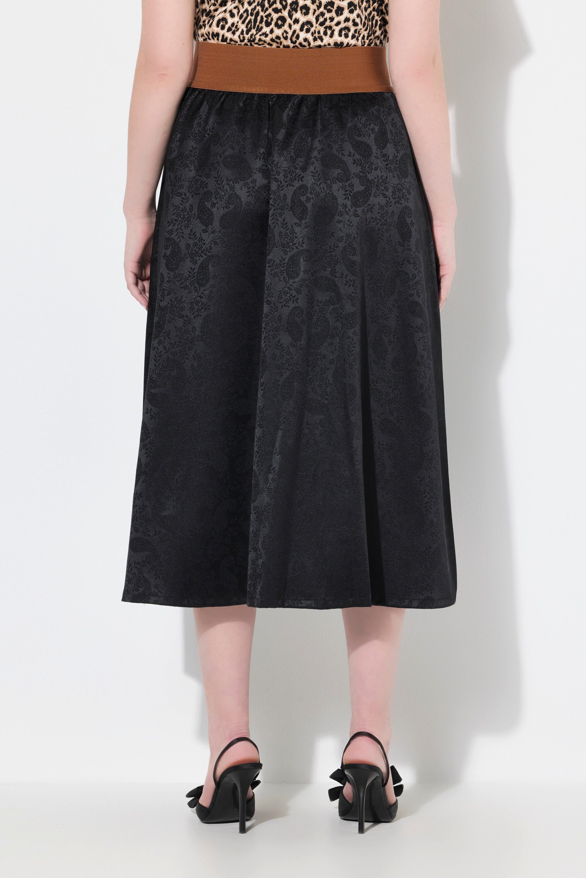 Ulla Popken Maxirock Trachten-Maxirock Jacquard Elastikbund Taschen