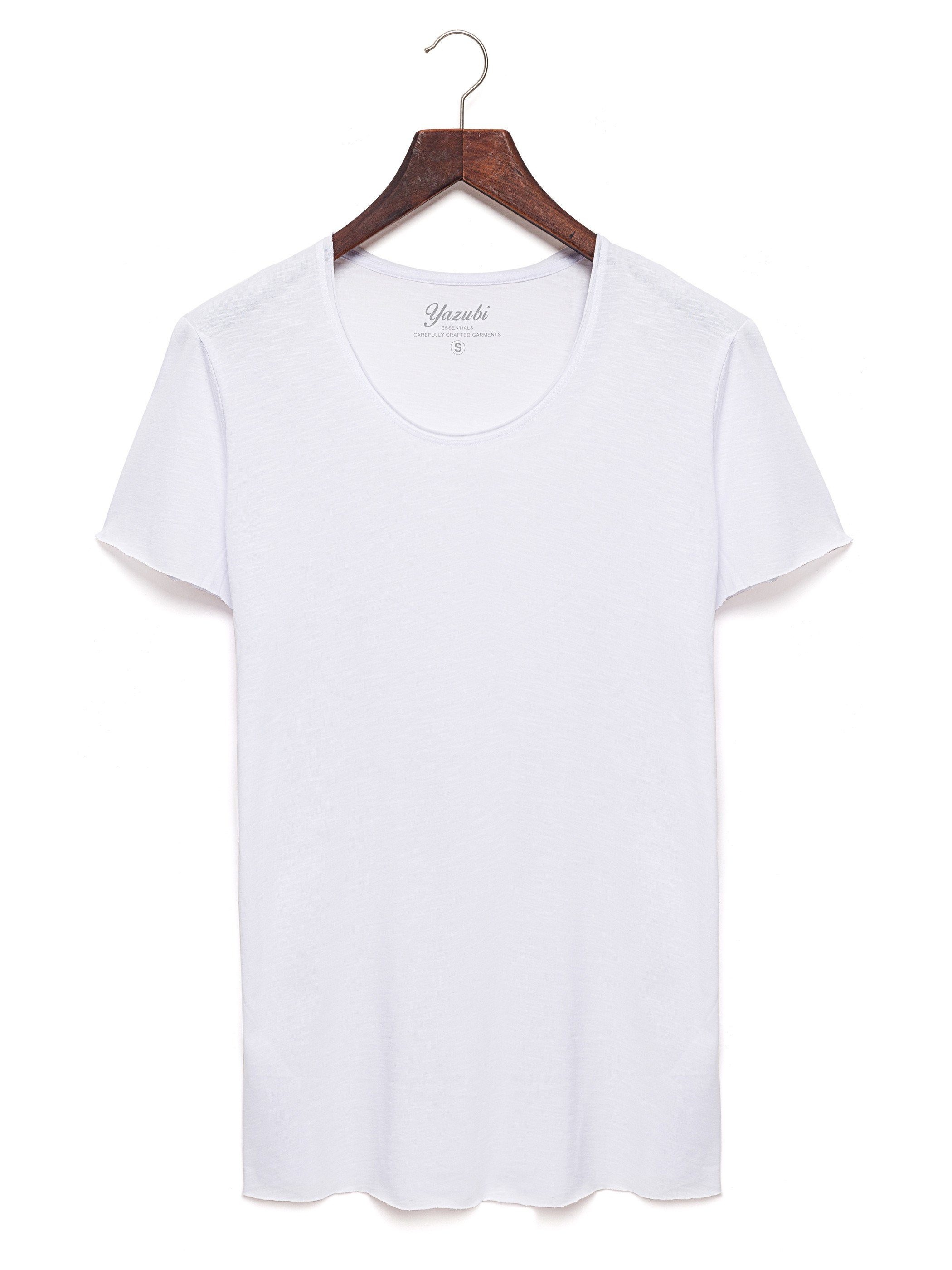Yazubi T-Shirt Hydrox Oversize Basic (bright Weiß Neck 110601) Crew Tee (1-tlg) white