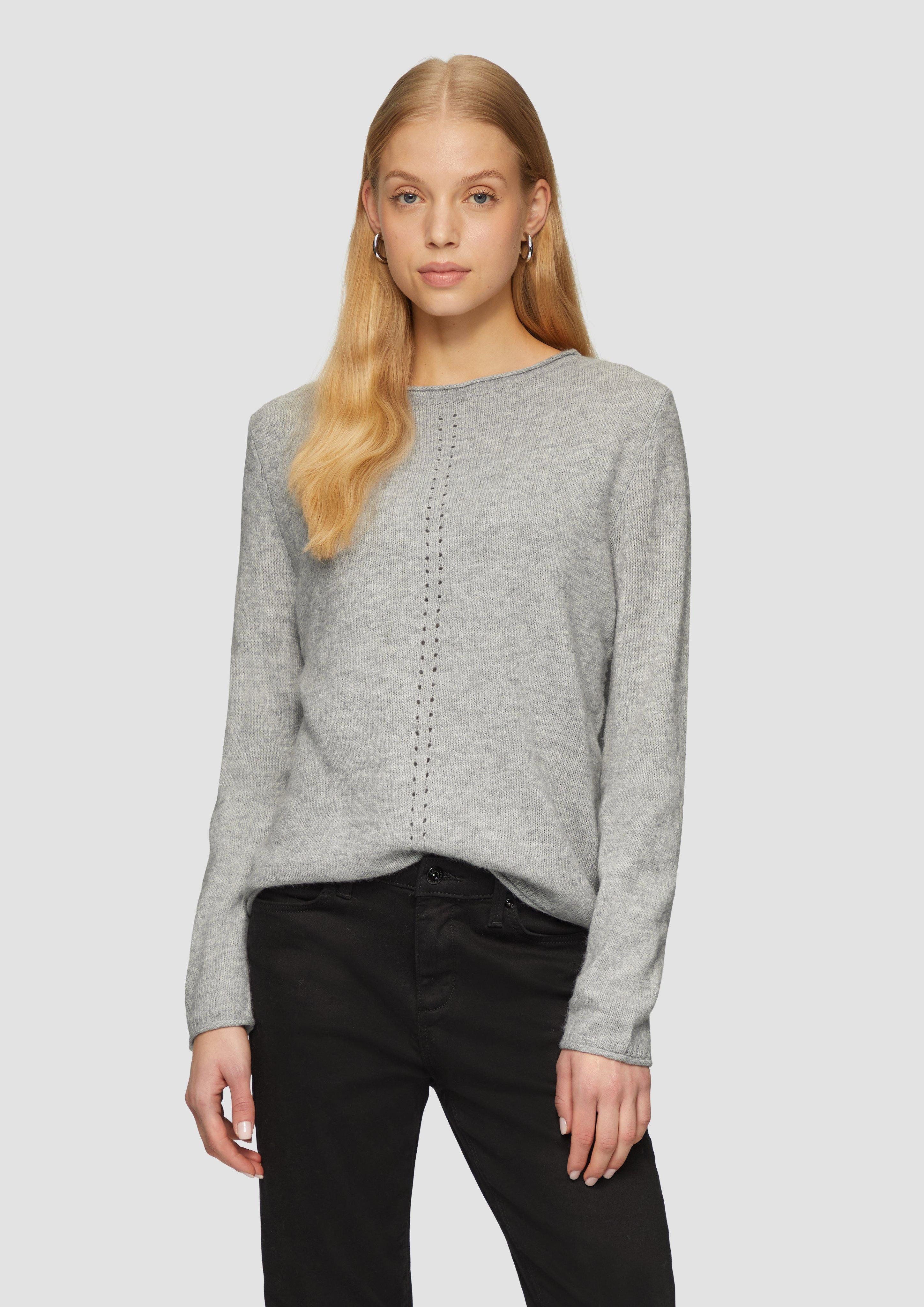 QS Strickpullover Weicher Strickpullover mit Ajour-Detail günstig online kaufen