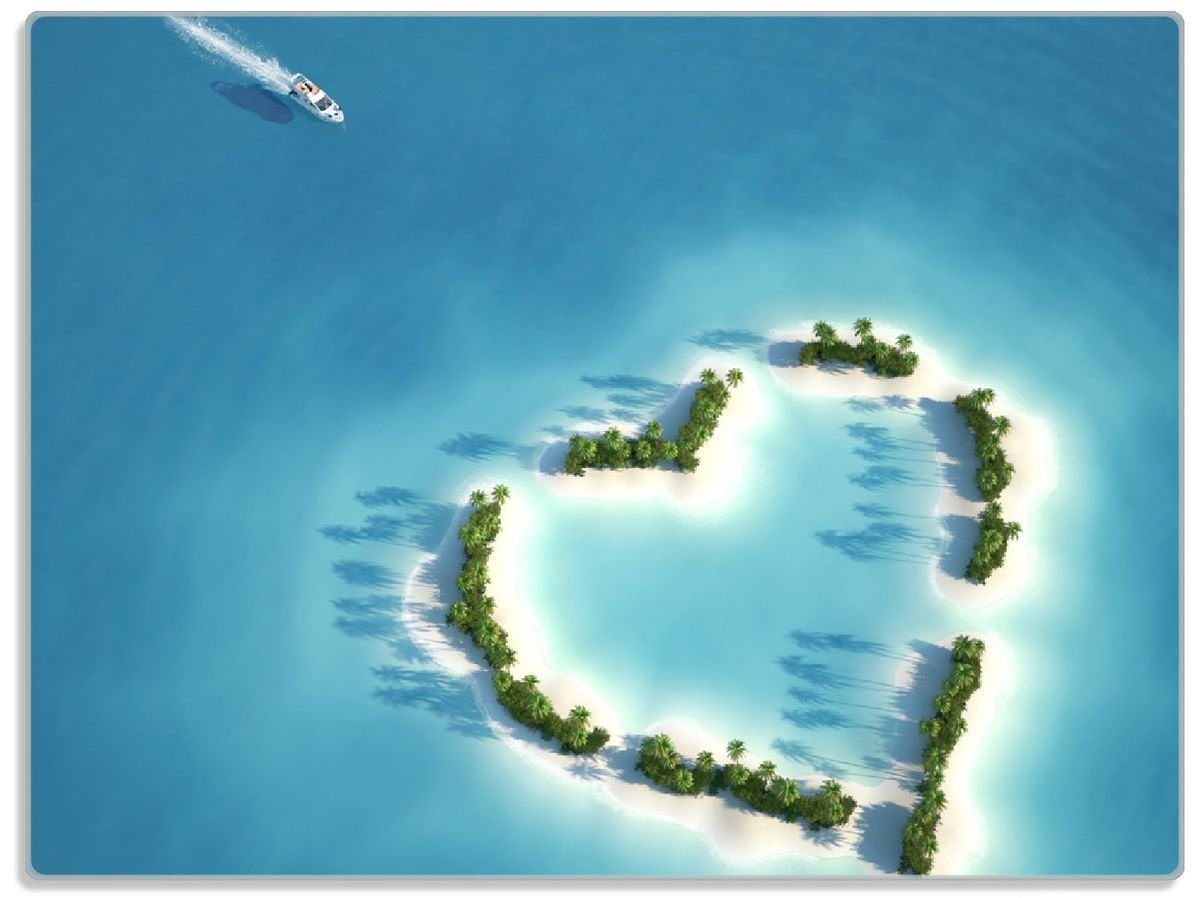 Wallario Schneidebrett Insel mit Herz, ESG-Sicherheitsglas, (inkl. rutschfester Gummifüße 4mm, 1-St), 30x40cm