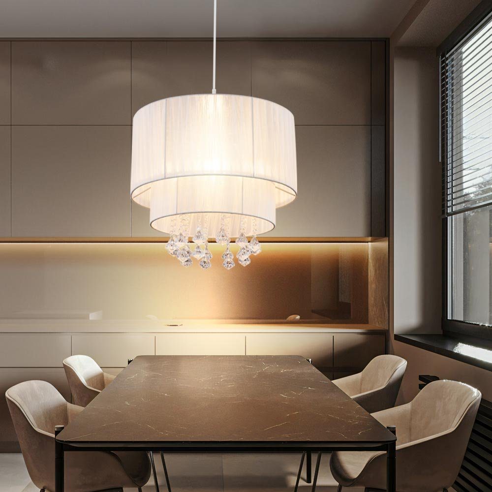 Globo LED-Hängeleuchte, Leuchtmittel nicht Ess Decken inklusive, Zimmer Pendel Leuchte Beleuchtung Textil Design Luster Wohn