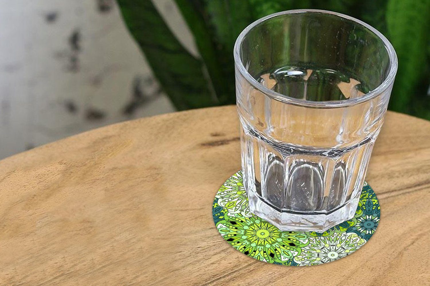 MuchoWow Glasuntersetzer Muster, Becher Mandala - Gläser, für Korkuntersetzer, Limette Tassenuntersetzer, Tasse, - Grün 6-tlg., - Getränkeuntersetzer, Zubehör
