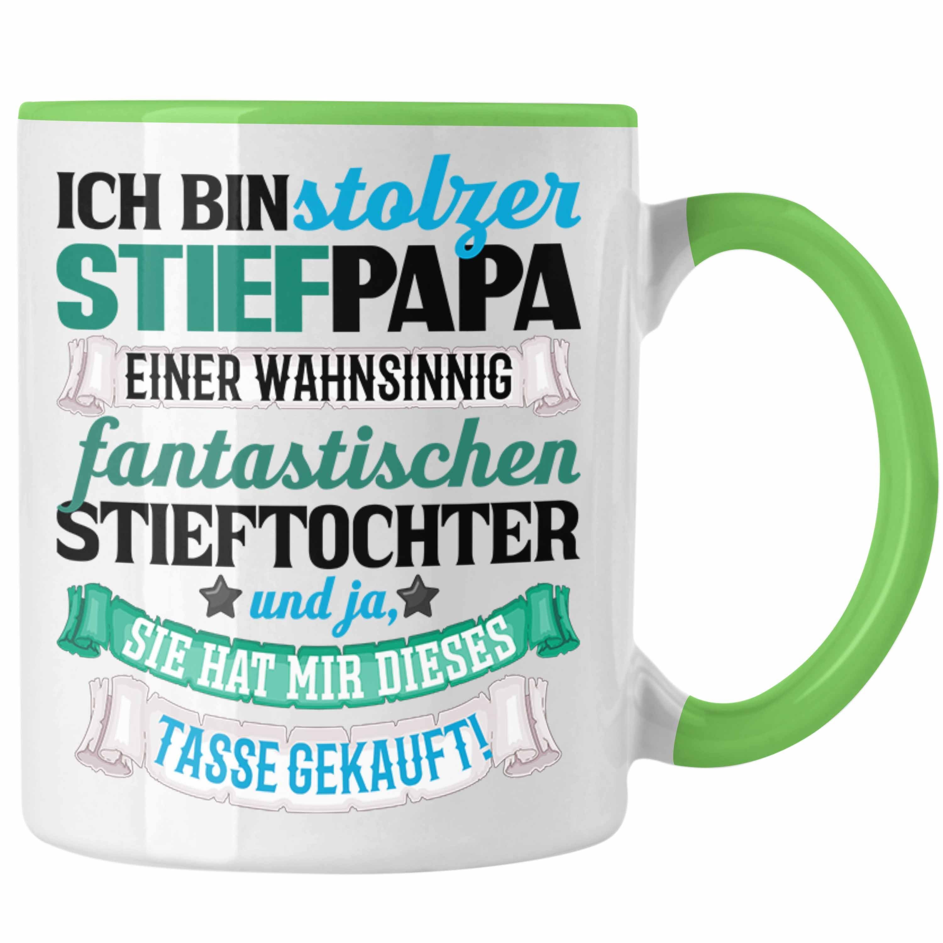 Stolzer Trendation Geschenkidee Bonus Grün Tasse Geschenk Stiefvater Papa Tasse für Vatertag