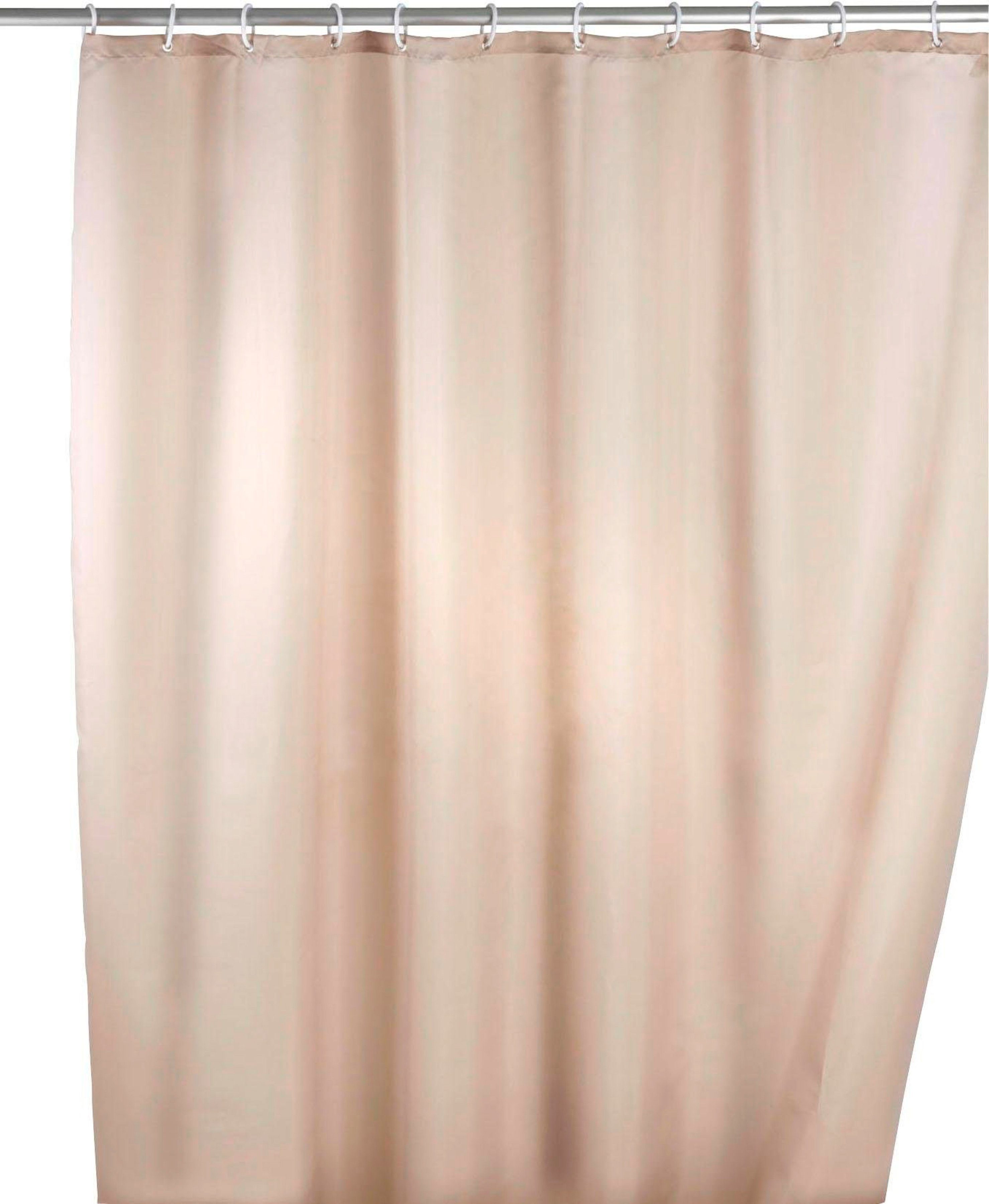 WENKO Duschvorhang Uni Beige Breite 180 cm, Höhe 200 cm, Polyester, waschbar