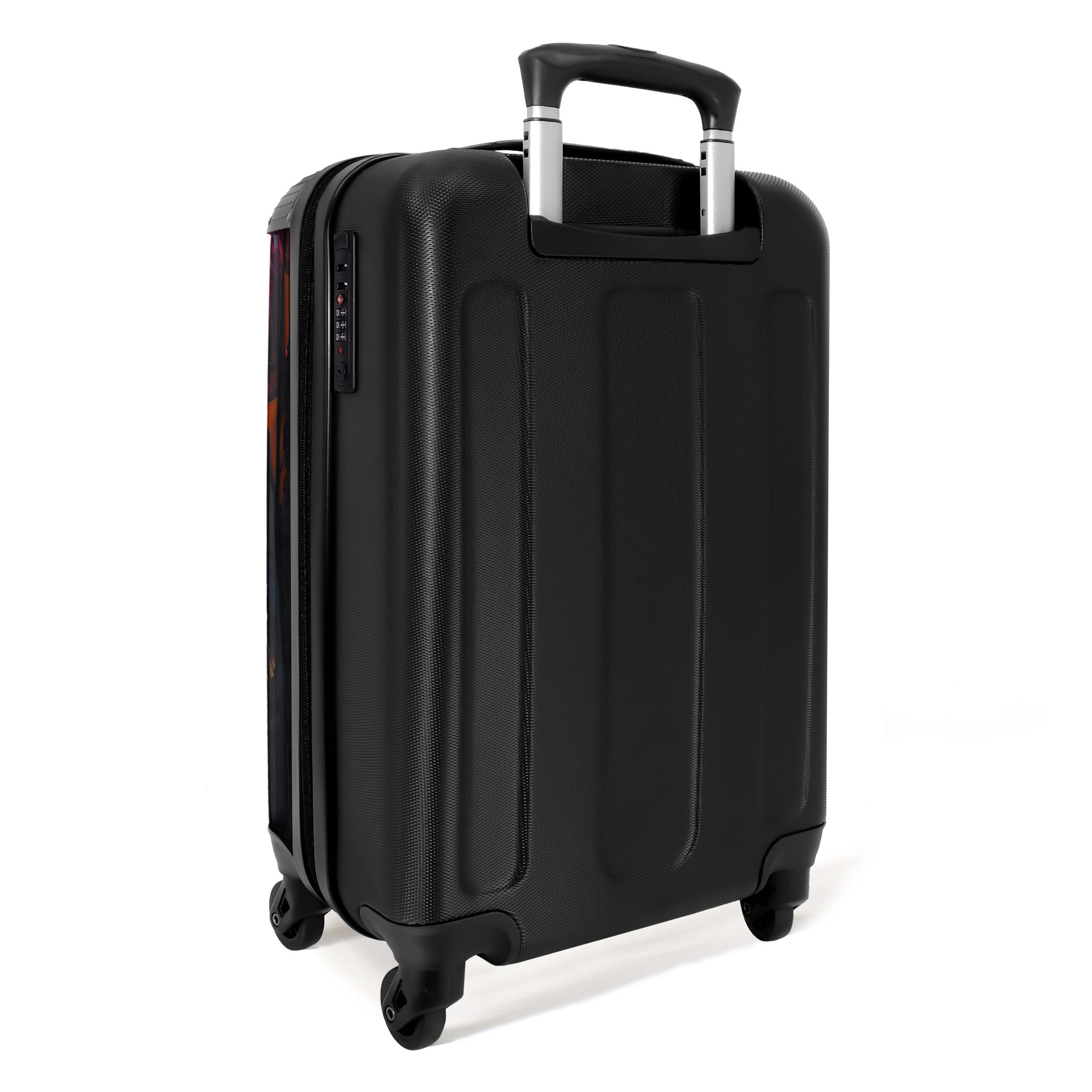 NoBoringSuitcases.com© Hartschalen-Trolley Flamingo in bunter Ölmalerei 55x35x20cm, 4 Rollen, Reisetasche mit Rollen, Koffer Handgepäck Flugzeug
