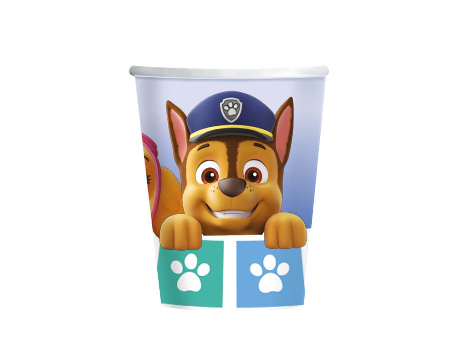 Festivalartikel Einwegbecher Paw Patrol Set 8 Einwegbecher Pappbecher 250 ml