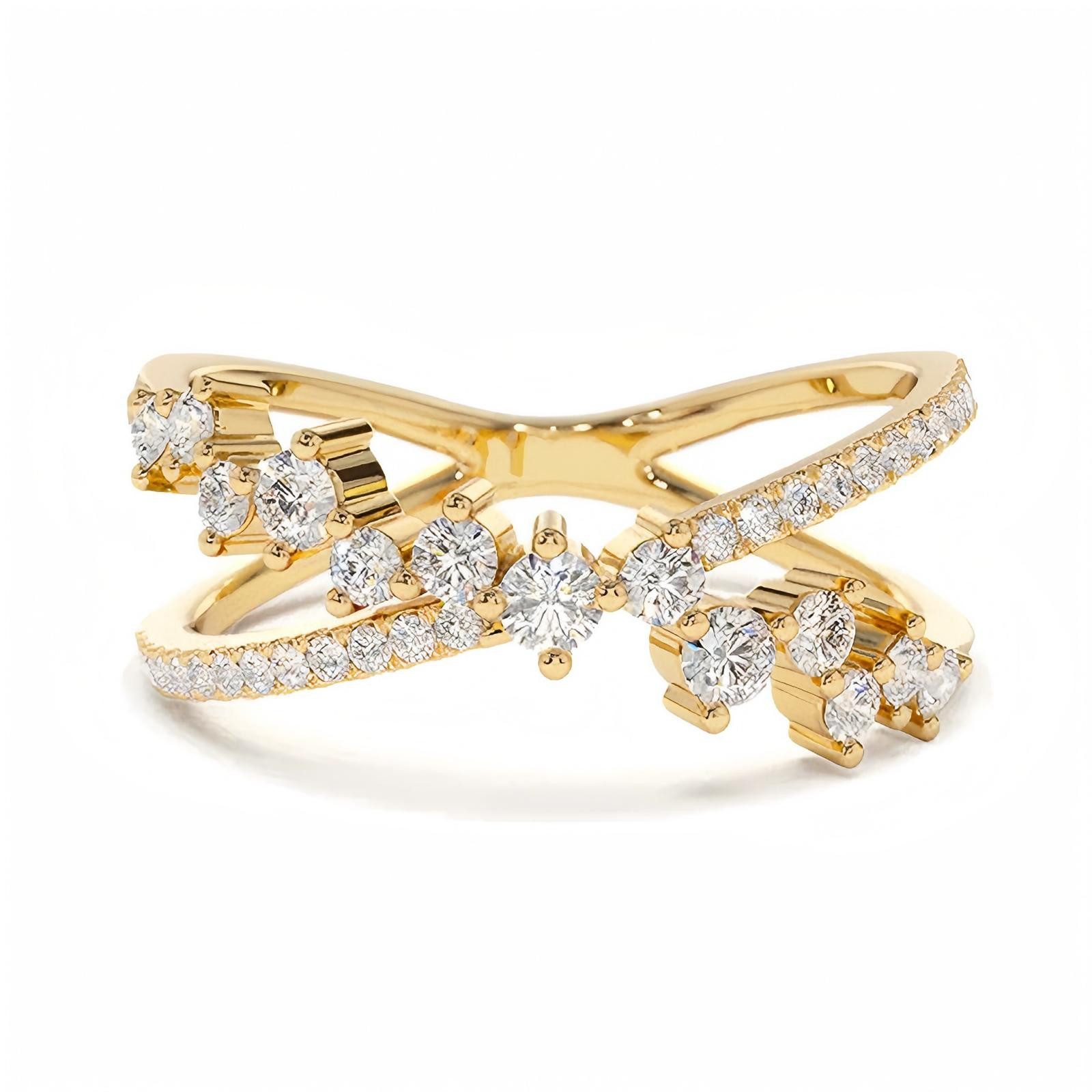 Jumpeak Diamantring Diamantringe für Damen, Ringe aus 585er Gold für Damen, Eheringe, Ring für den Ringfinger, Ring aus echtem Gold, Geschenk für Damen