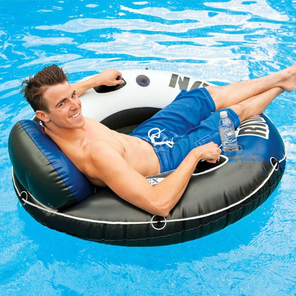 Intex Schwimmsessel Schwimmring River Run 1 (135 cm), mit zwei Becherhaltern und Haltegriffen