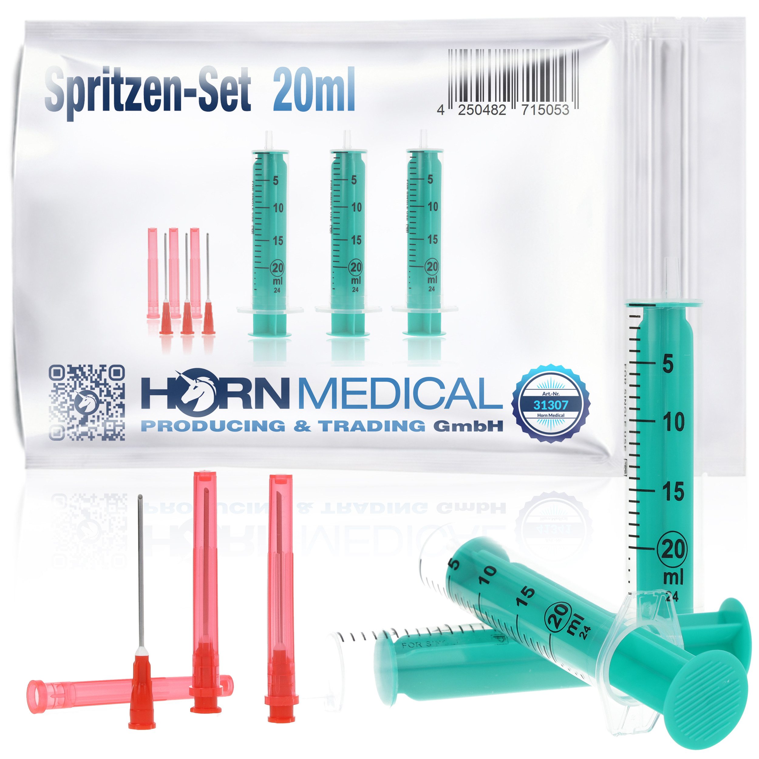 Horn Medical Einwegspritze Horn Medical Spritzen-Sets mit stumpfen Kanülen -Größe wählbar-, (Einwegartikel, einzeln steril verpackt), präzises Dosieren ohne Verletzungsgefahr