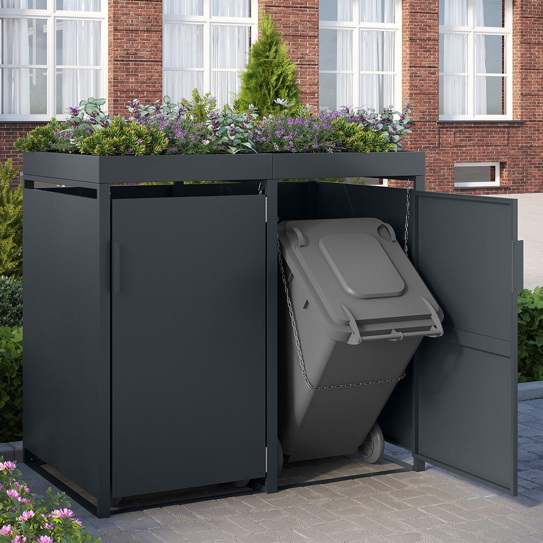 STEELSØN Mülltonnenbox Thoria mit Pflanzendach (Anthrazit, günstig online kaufen