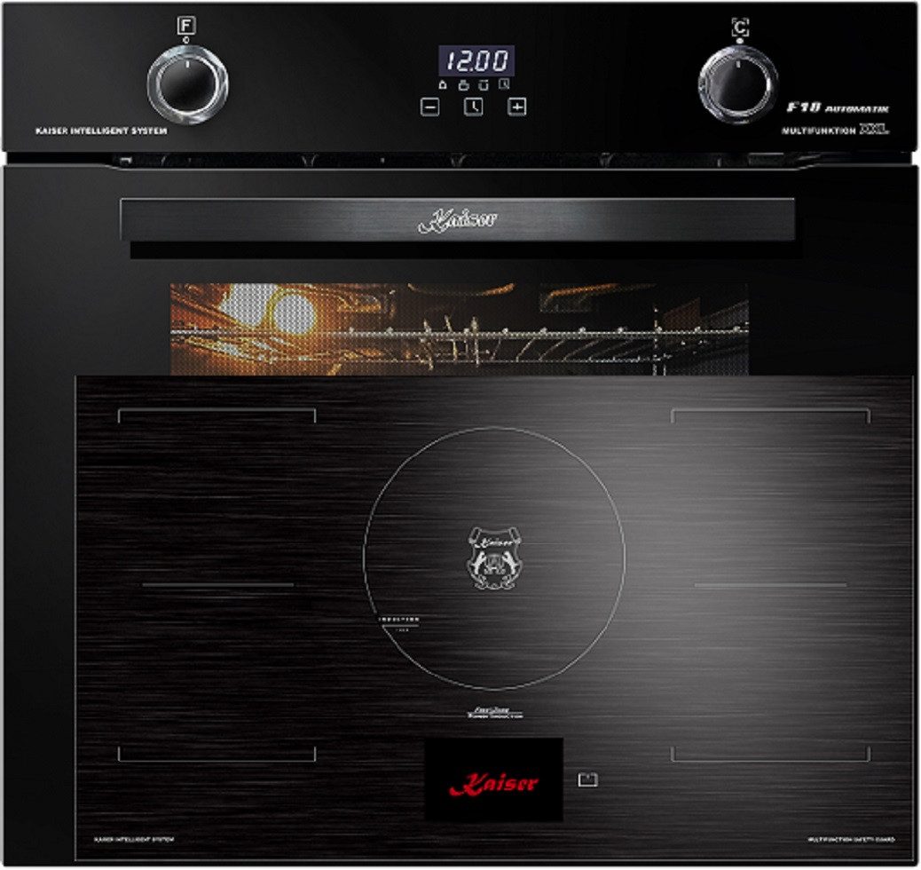 Kaiser Küchengeräte Backofen-Set Herd Set Autark Elektro Backofen, Autark, 79L, Drehspieß, Einbau Backofen,10Funktionen mit Induktionskochfeld 90 cm TFT Display, FREE Zone EH 6367+KCT 9140 FI .., mit 1-fach-Teleskopauszug