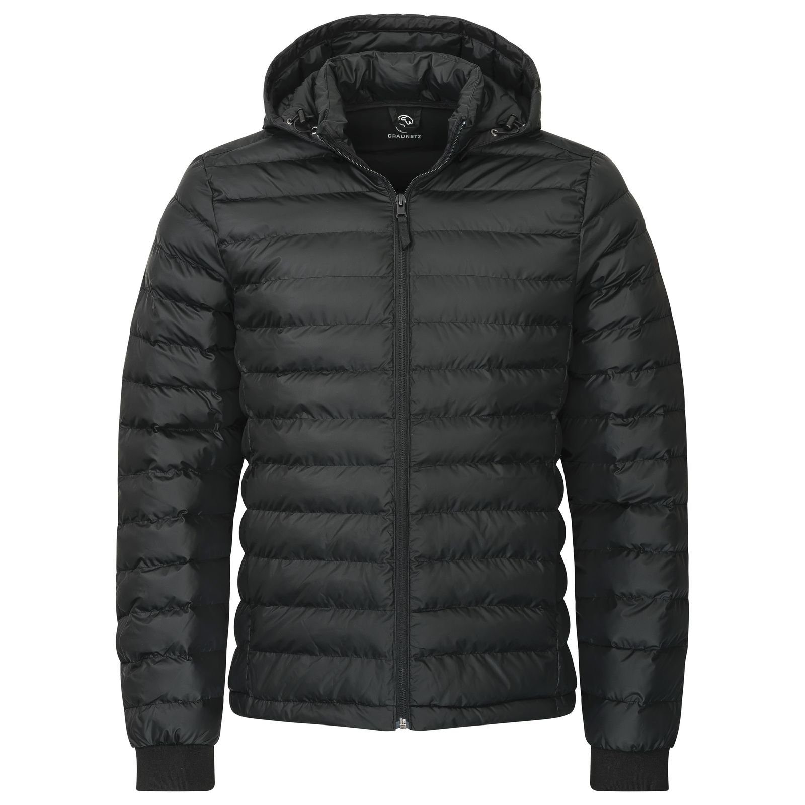 Gradnetz Steppjacke Herren (1-St) Abnehmbare Kapuze schwarz