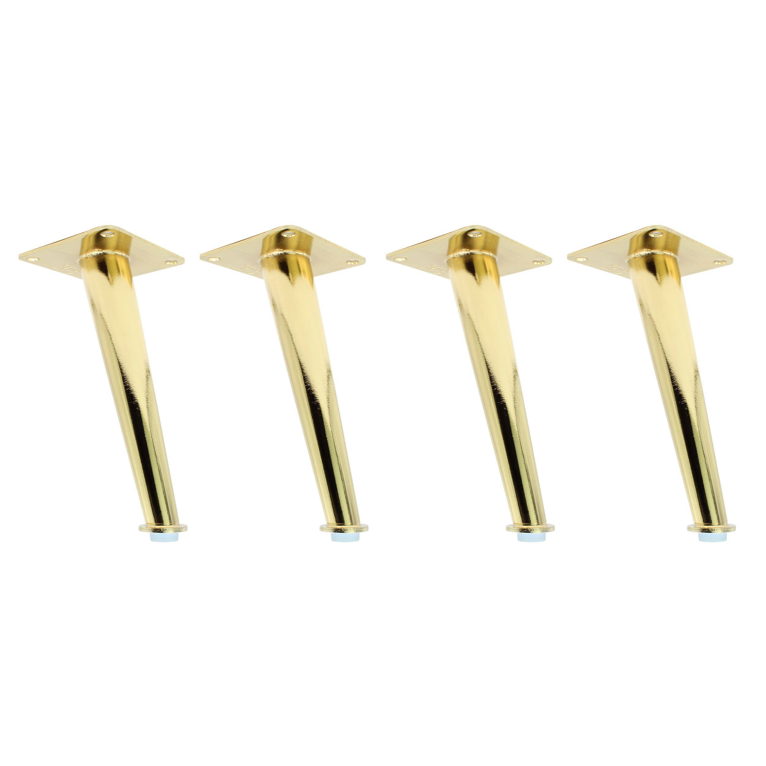 Natural Goods Berlin Möbelfuß CONICAL, (4-St), Möbelfüße für Betten, Sofas und Schränke, 18cm, Gold