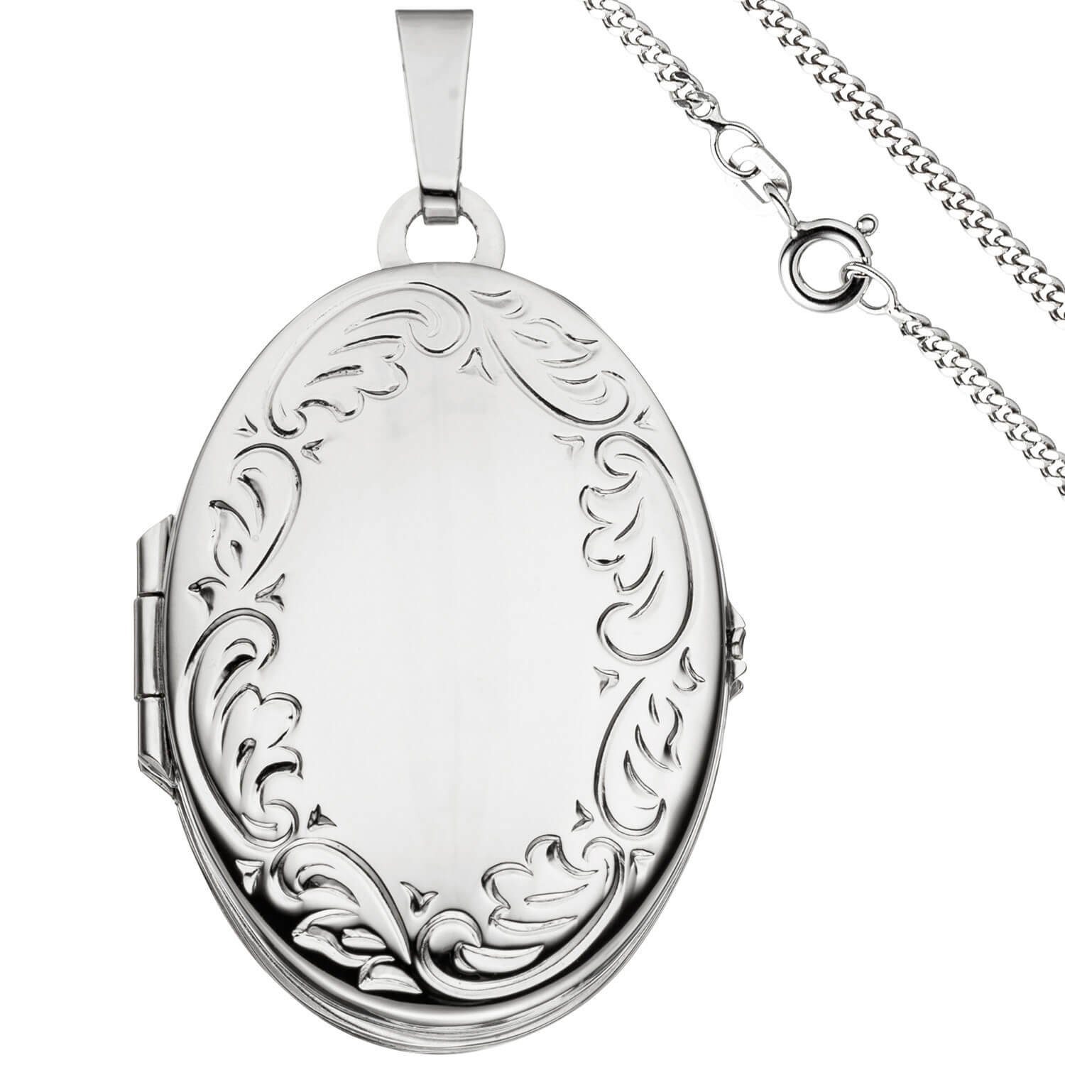 Schmuckset Schmuck-Set, Medaillon Panzerkette 925 Silber 60cm