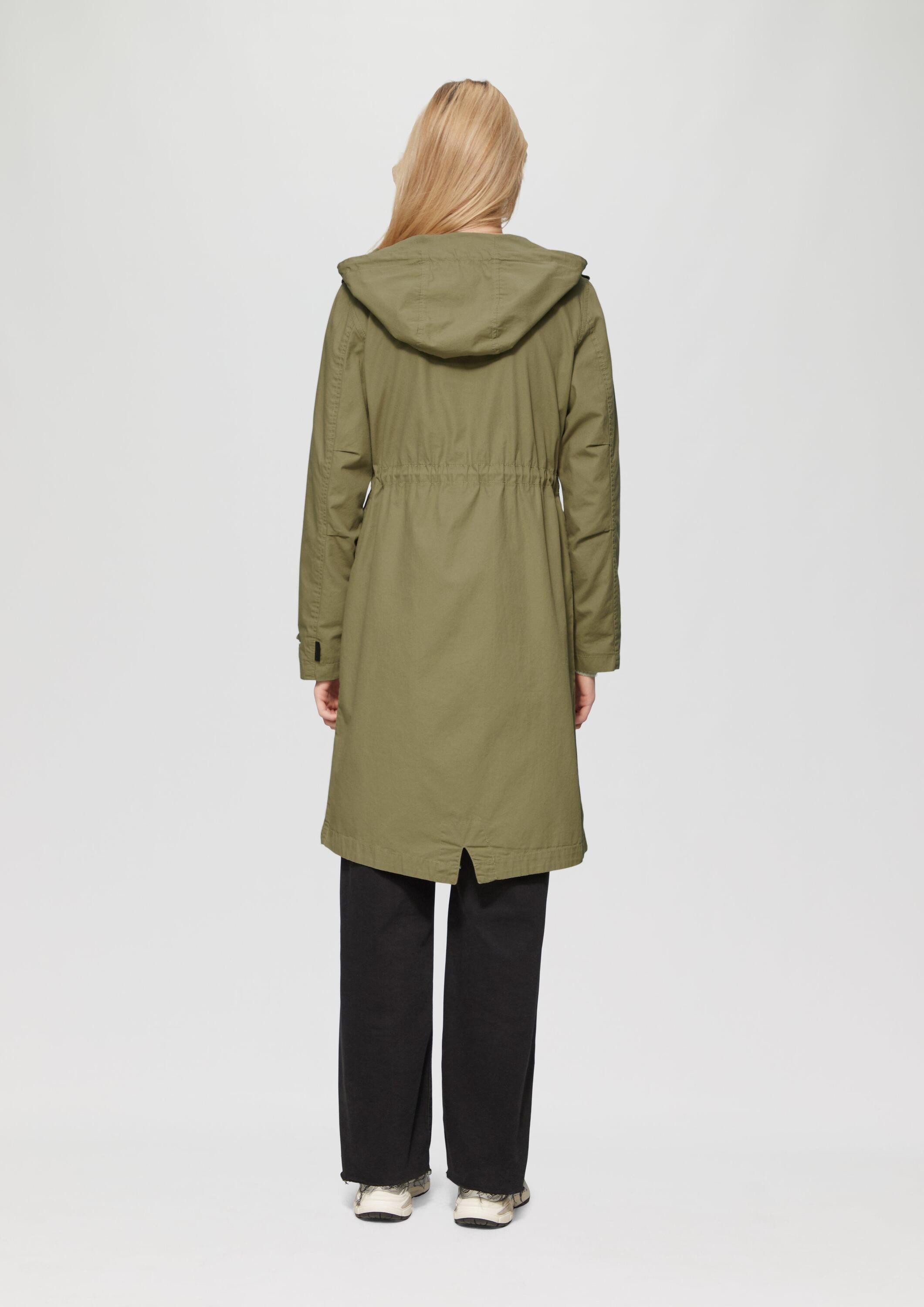 QS Parka Outdoor-Jacke Kapuzenparka aus Baumwolle mit Tunnelzug in der Taille