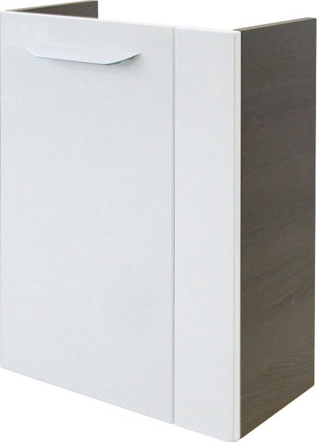 Fackelmann Waschbeckenunterschrank links 44 cm Lavella Eiche Cognac-Weiß