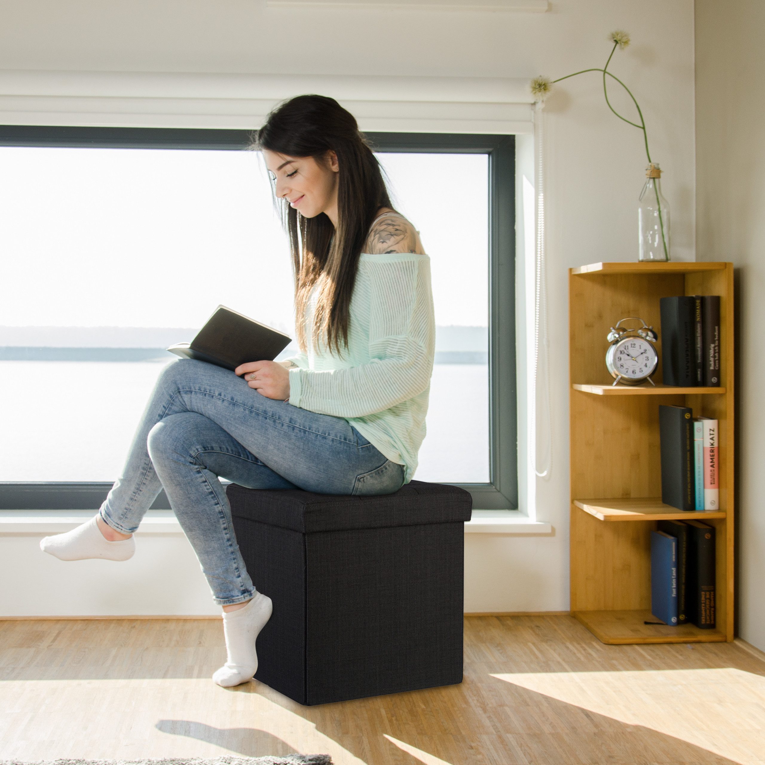 relaxdays Stauraumhocker Faltbarer Sitzhocker mit Stauraum günstig online kaufen