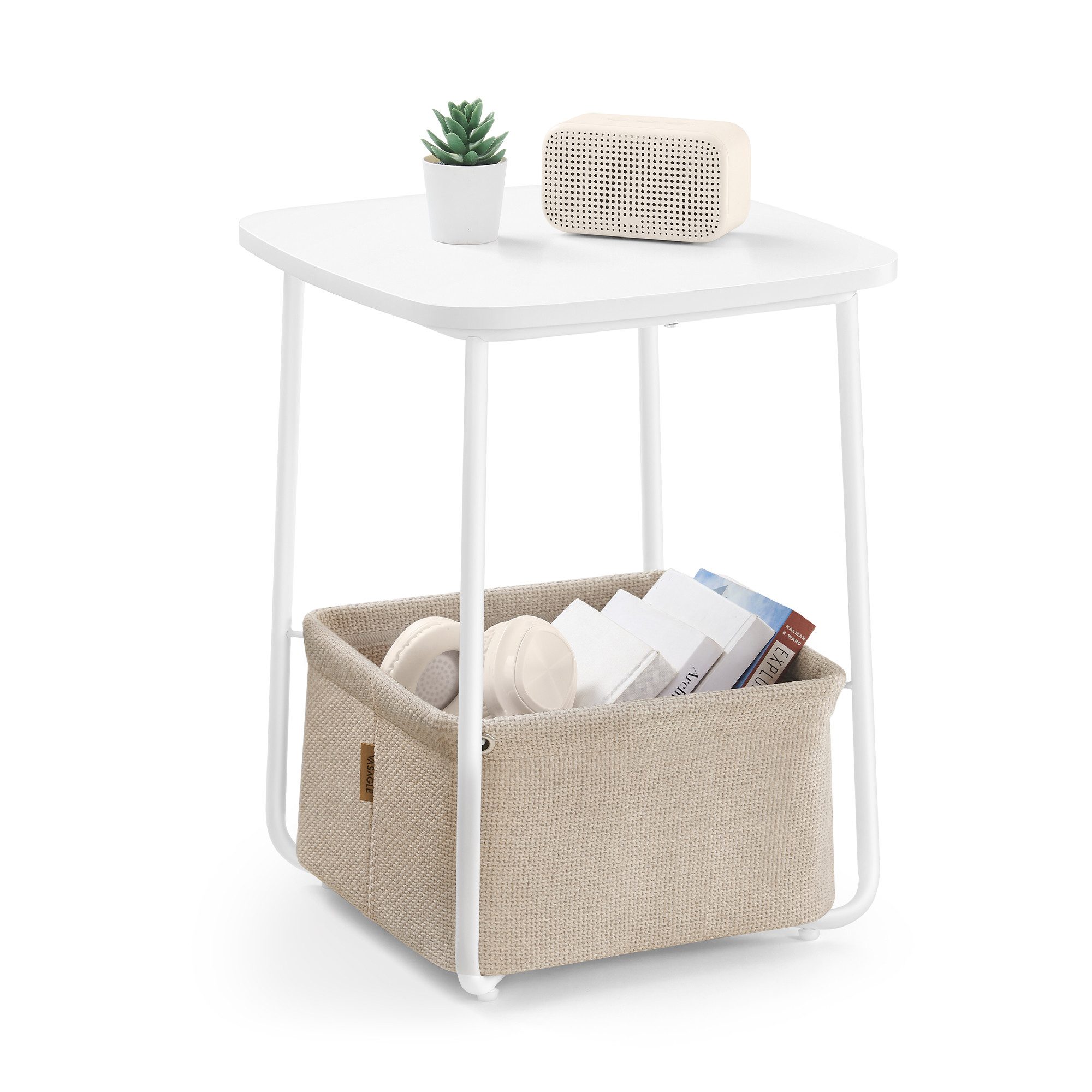 VASAGLE Beistelltisch, Wohnzimmertisch mit Korb aus Stoff, modern, 40 x 40 günstig online kaufen