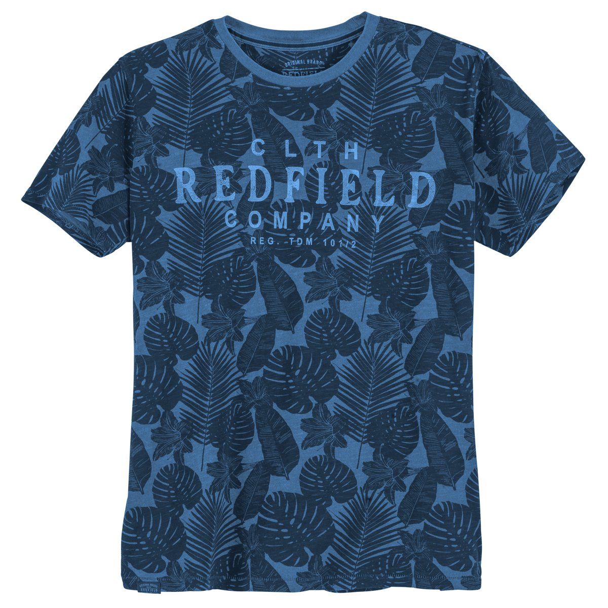 Große blau Rundhalsshirt Redfield Alloverprint redfield floral T-Shirt Größen